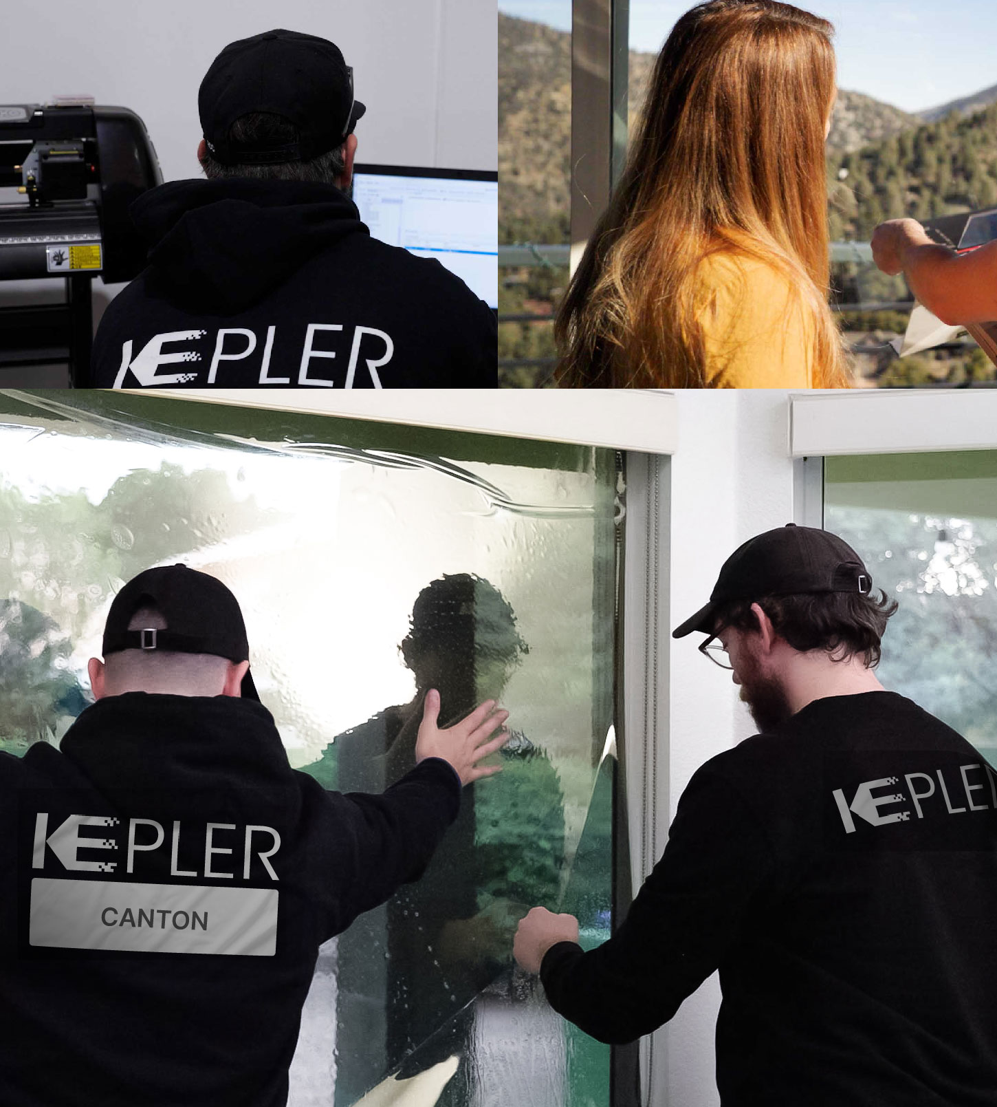 Kepler Technician Installing High-tech Window Tint to Home in Canton