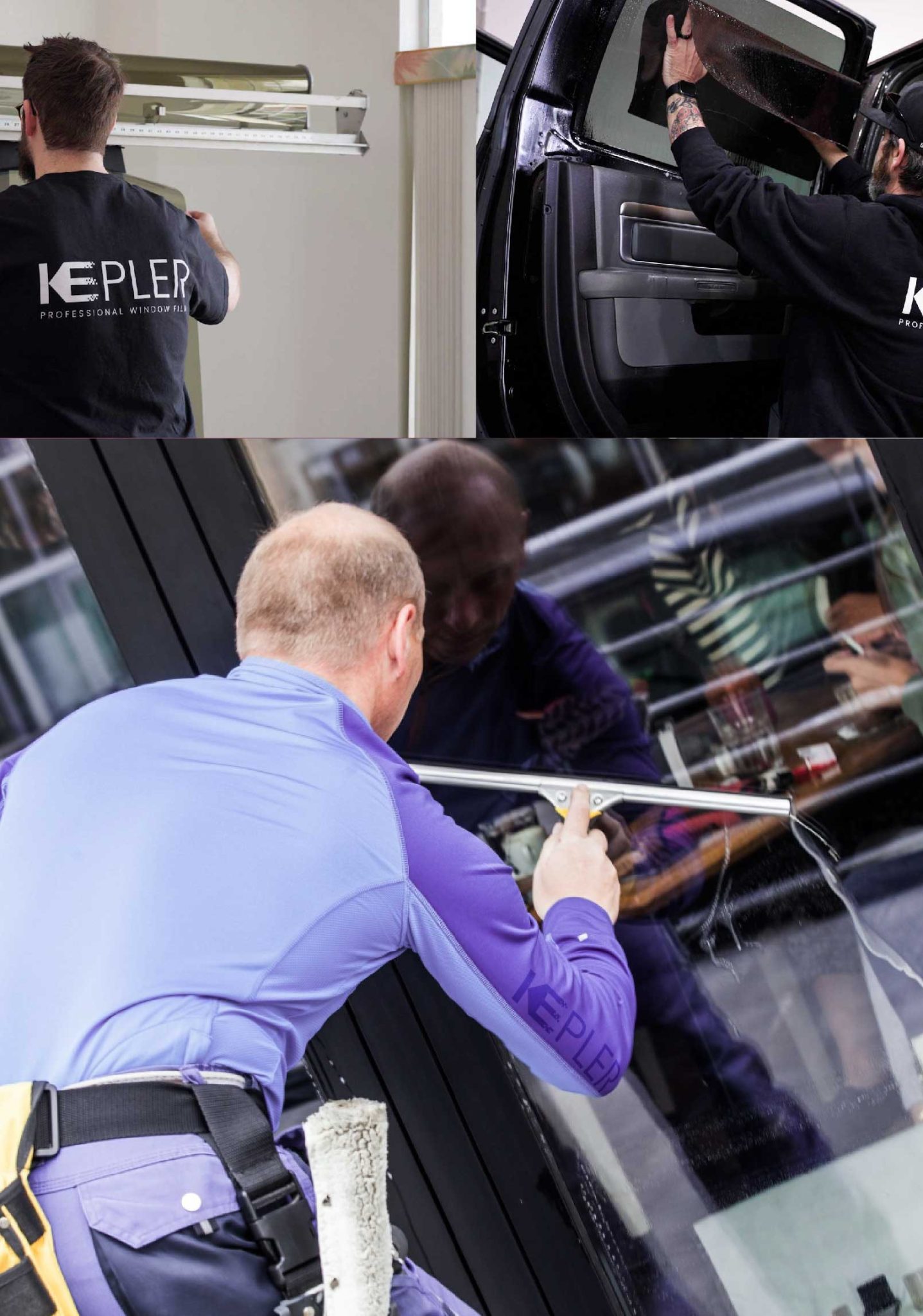 Kepler Skilled Applying Anti-Graffiti Window Film to a Mandan Shop Front