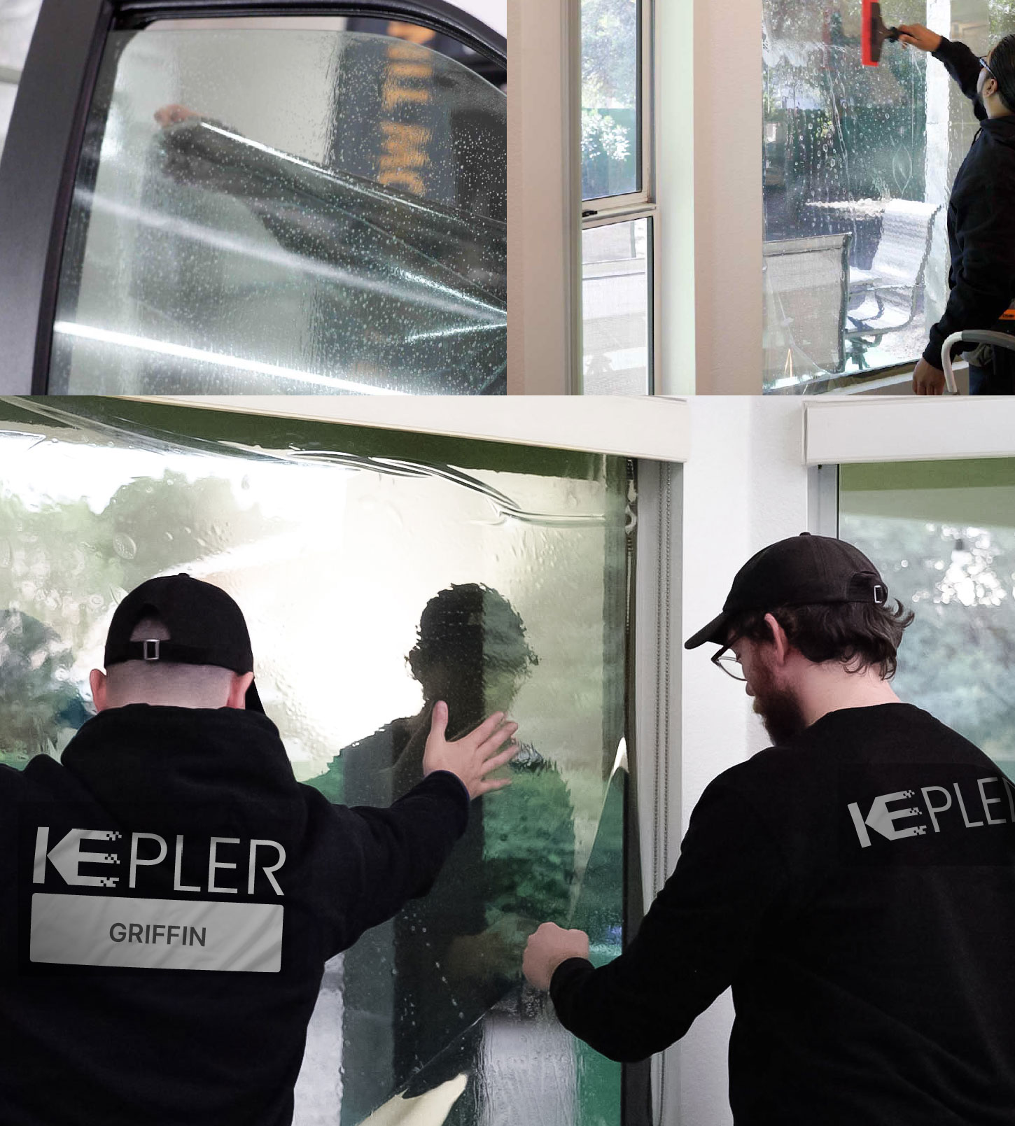 Kepler Technician Applying Ceramic Window Tint to Home in Griffin