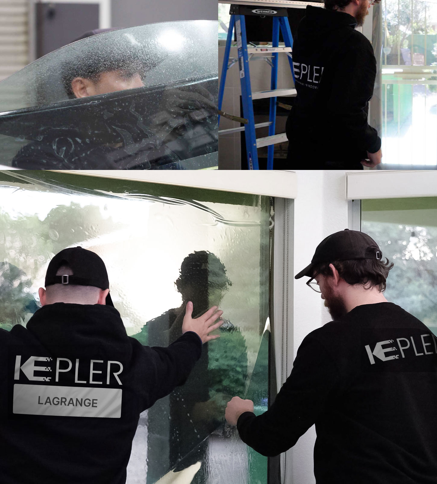 Kepler Technician Installing Ceramic Window Tint to Home in LaGrange