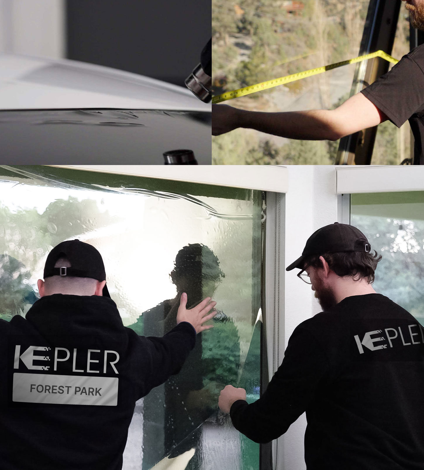 Expert Technician Applying High-tech Window Tint to Home in Forest Park