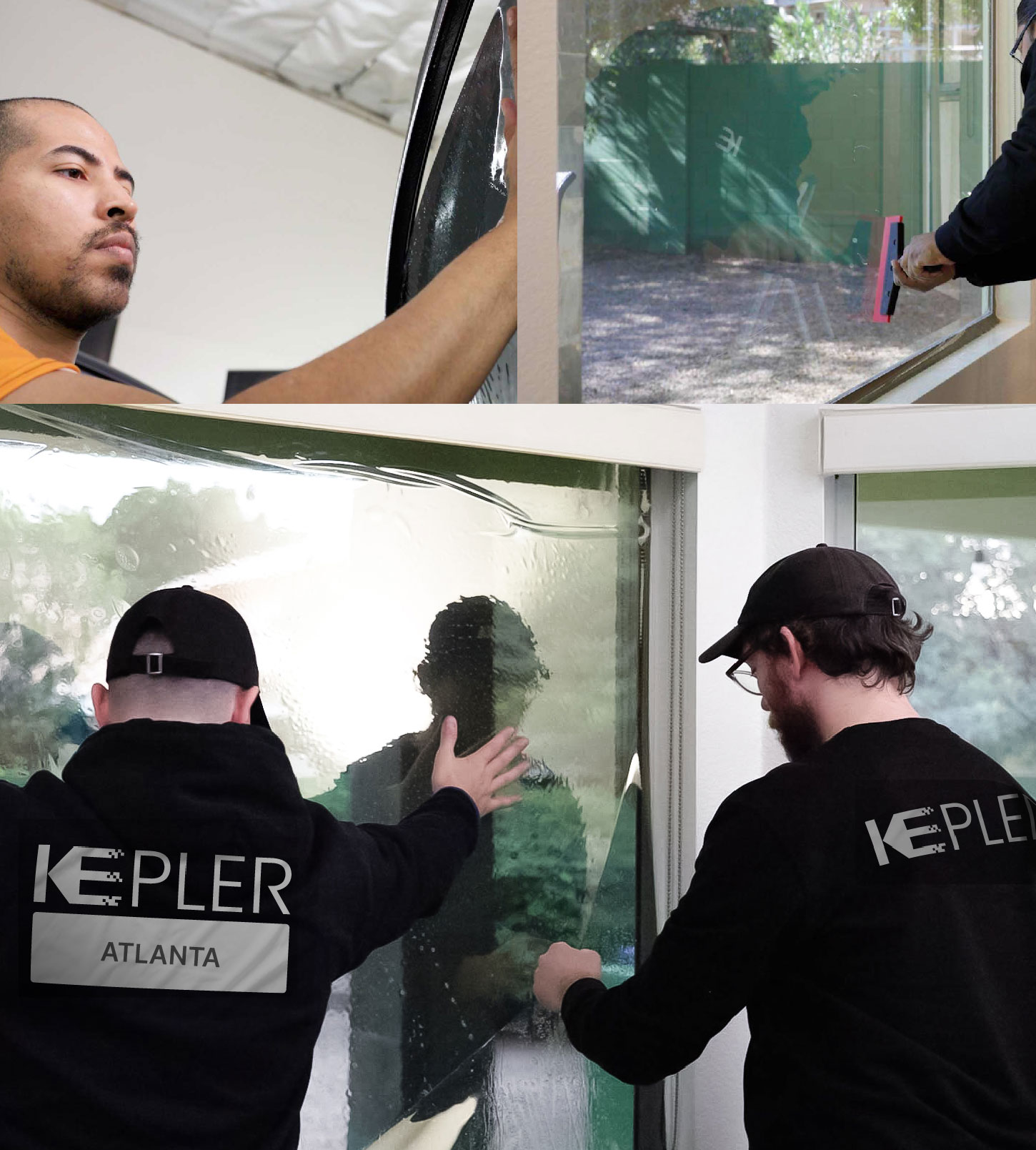 Expert Technician Applying Advanced Window Tint to Home in Atlanta