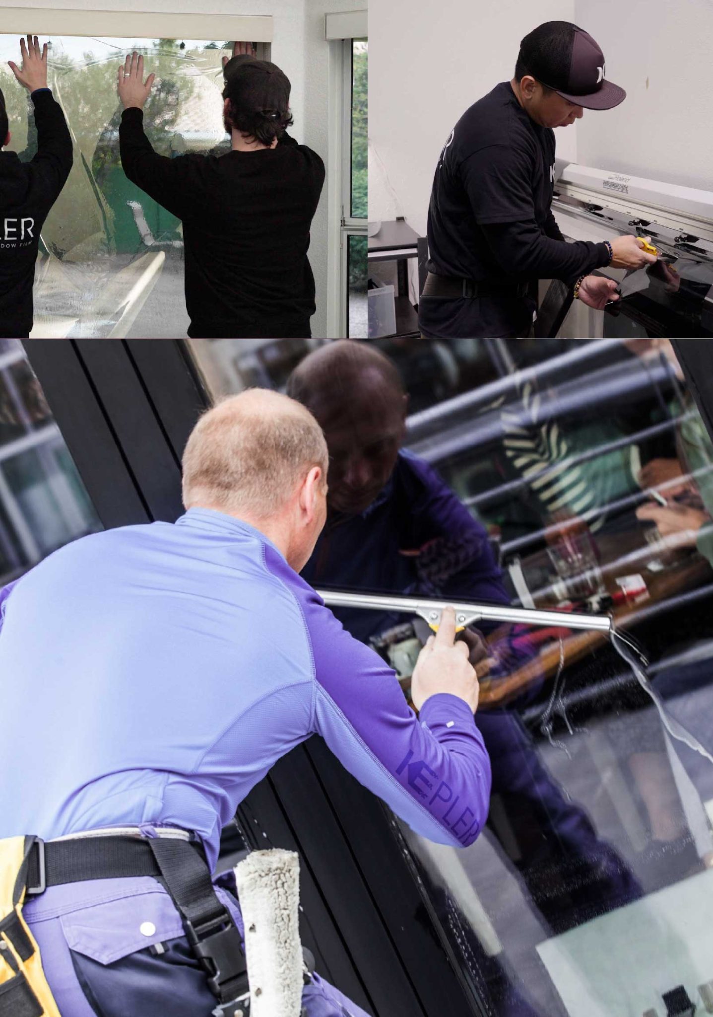Kepler Professional Applying Anti-Graffiti Window Film to a Palatine Shop Front