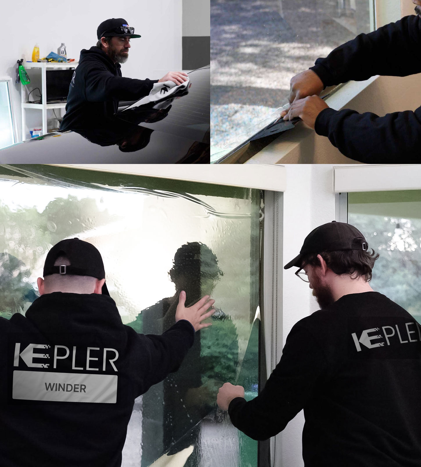 Kepler Technician Fitting Ceramic Window Tint to Home in Winder