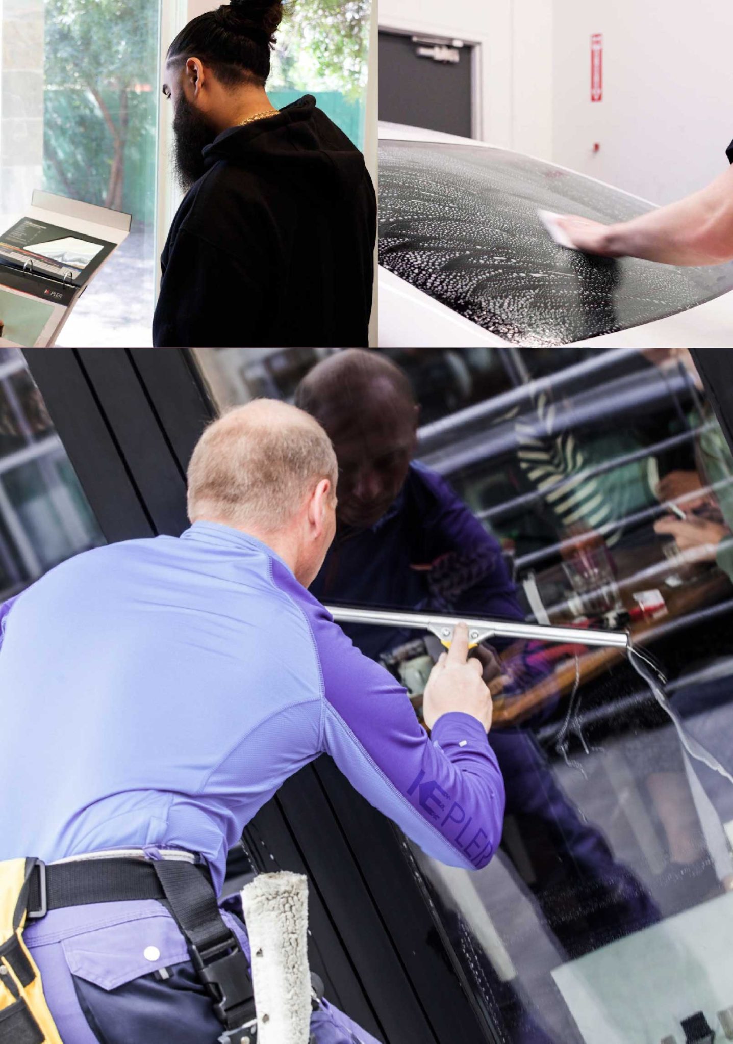 Kepler Skilled Applying Anti-Graffiti Window Film to a Lake Zurich Shop Front
