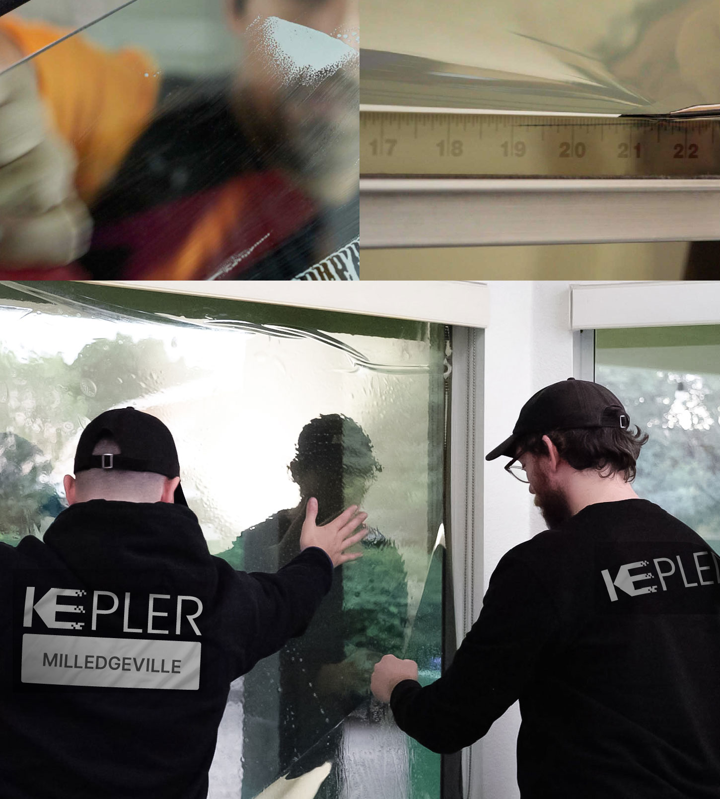 Kepler Technician Installing Ceramic Window Tint to Home in Milledgeville
