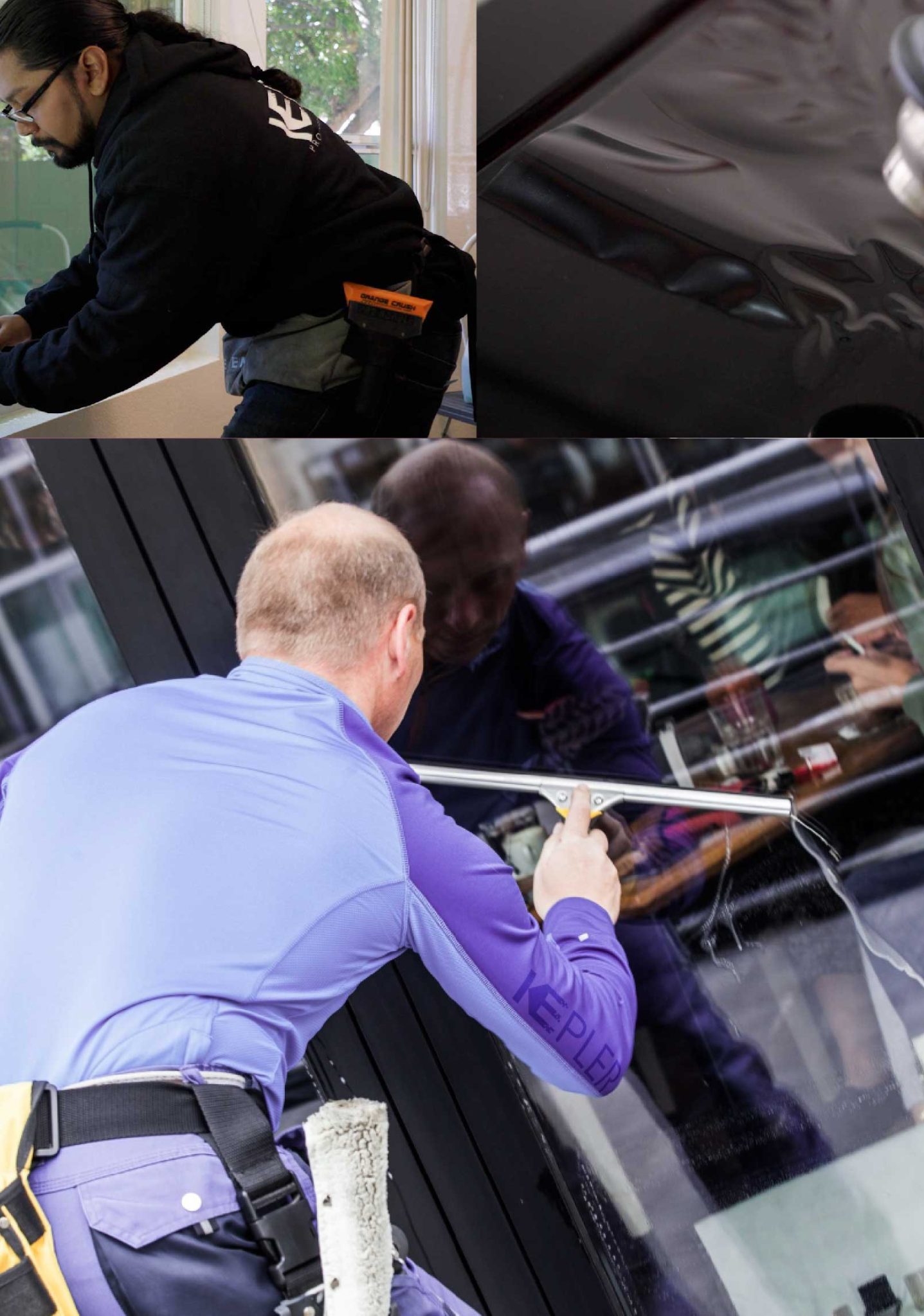Kepler Professional Applying Anti-Graffiti Window Film to a Mundelein Shop Front