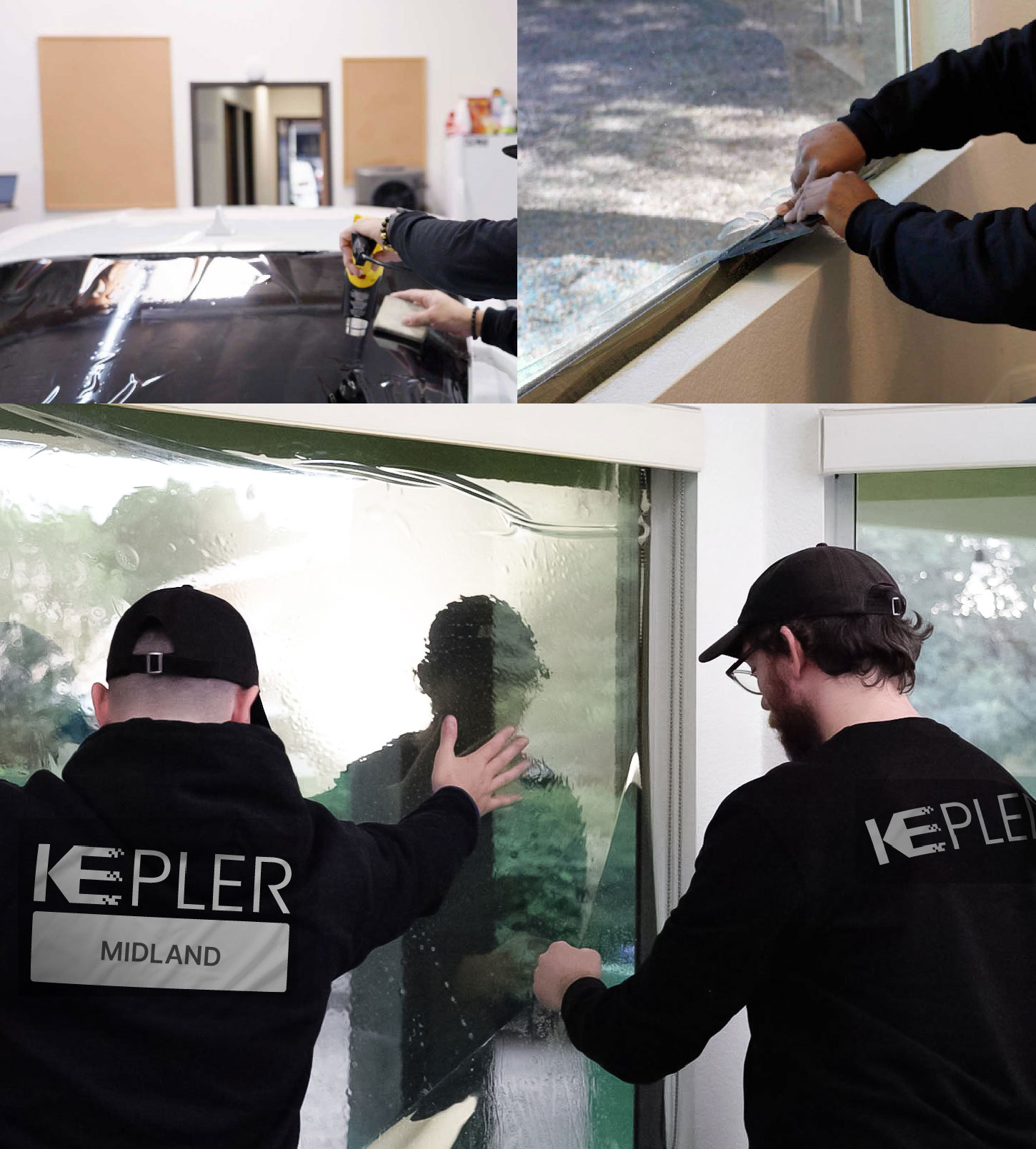 Expert Technician Installing Advanced Window Tint to Home in Midland