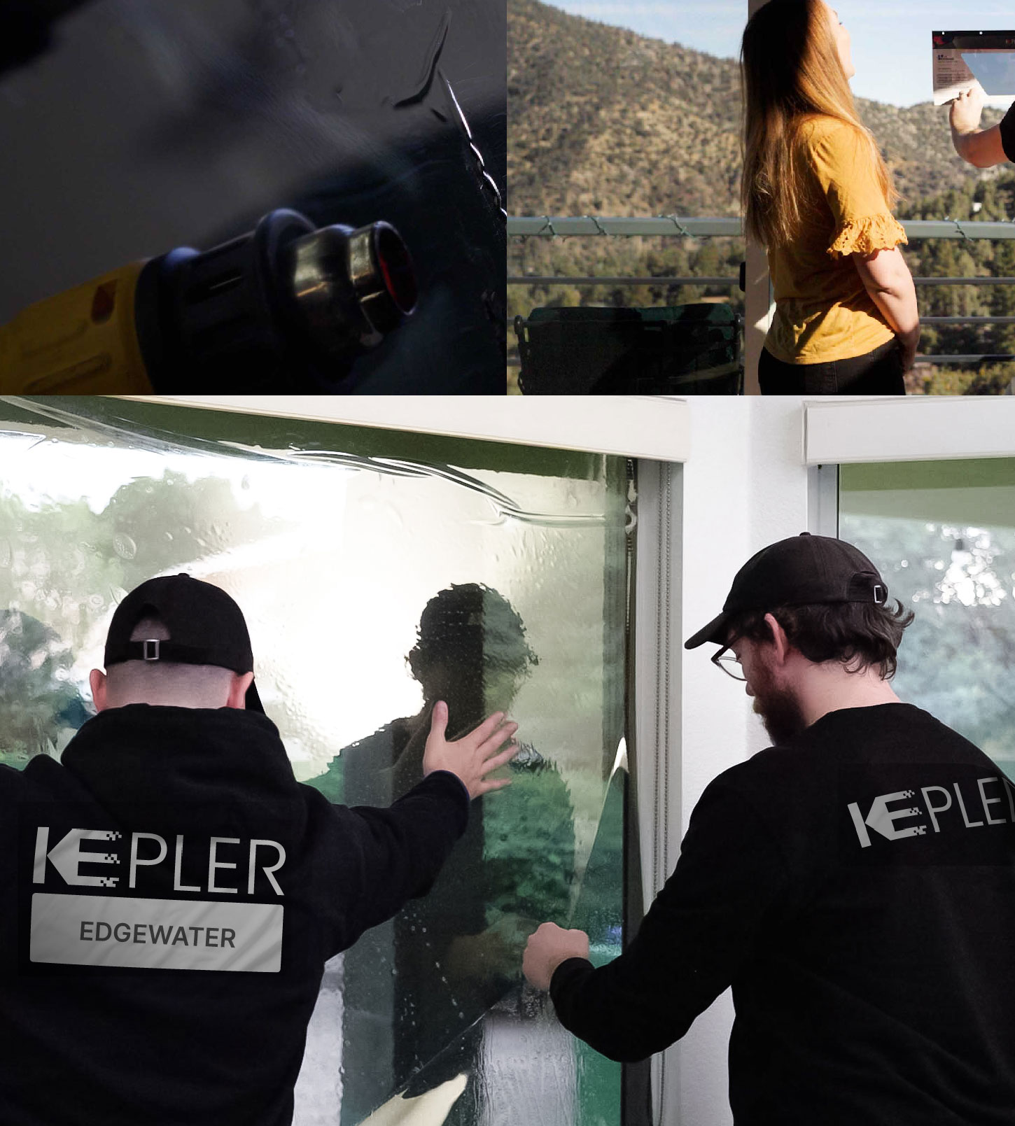 Expert Technician Applying High-tech Window Tint to Home in Edgewater