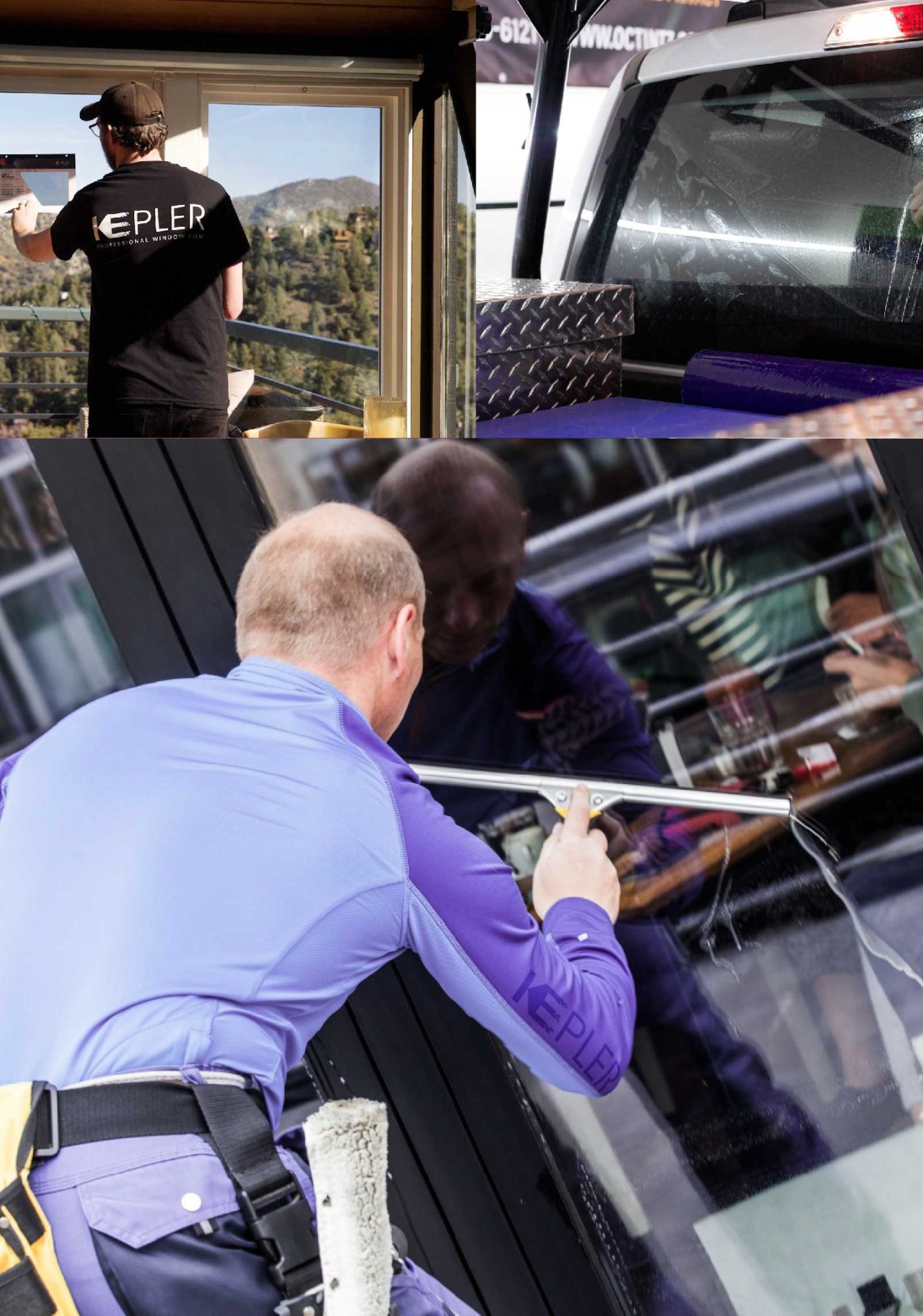 Kepler Skilled Applying Anti-Graffiti Window Film to a Carpentersville Shop Front