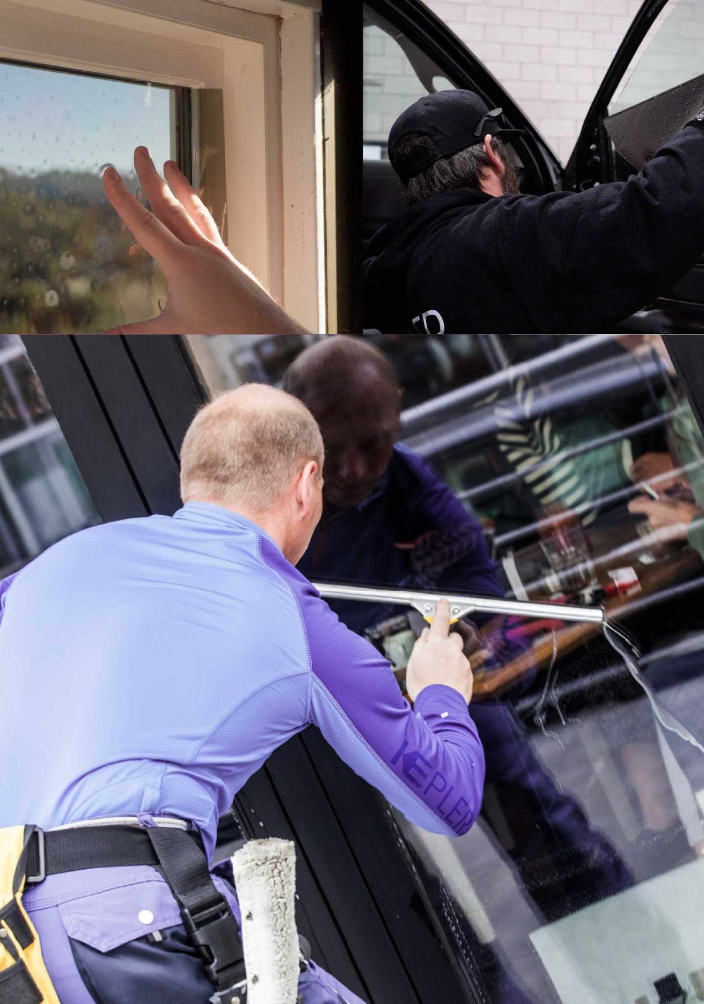 Kepler Professional Applying Anti-Graffiti Window Film to a DeKalb Shop Front