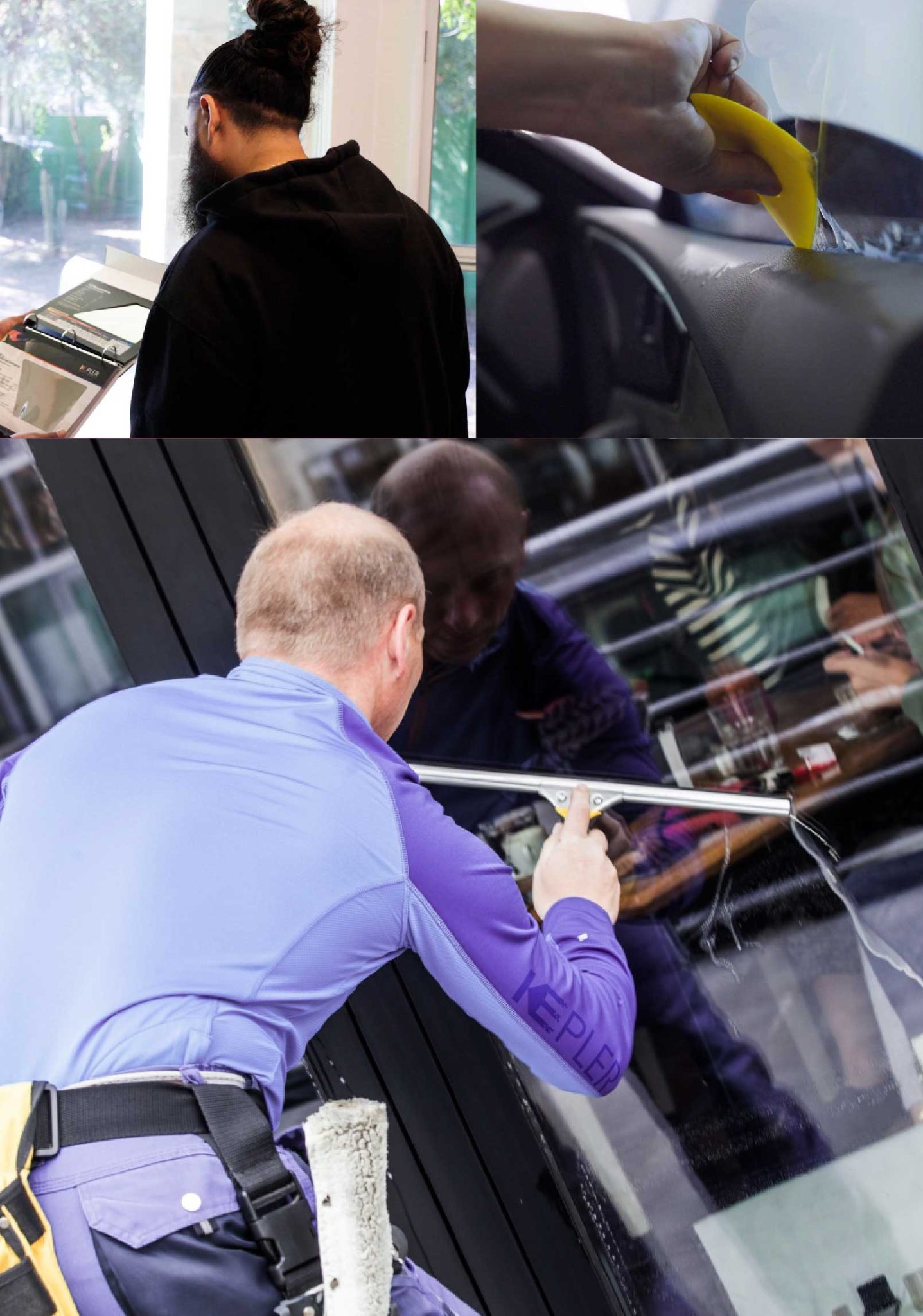 Kepler Professional Applying Anti-Graffiti Window Film to a Elgin Shop Front