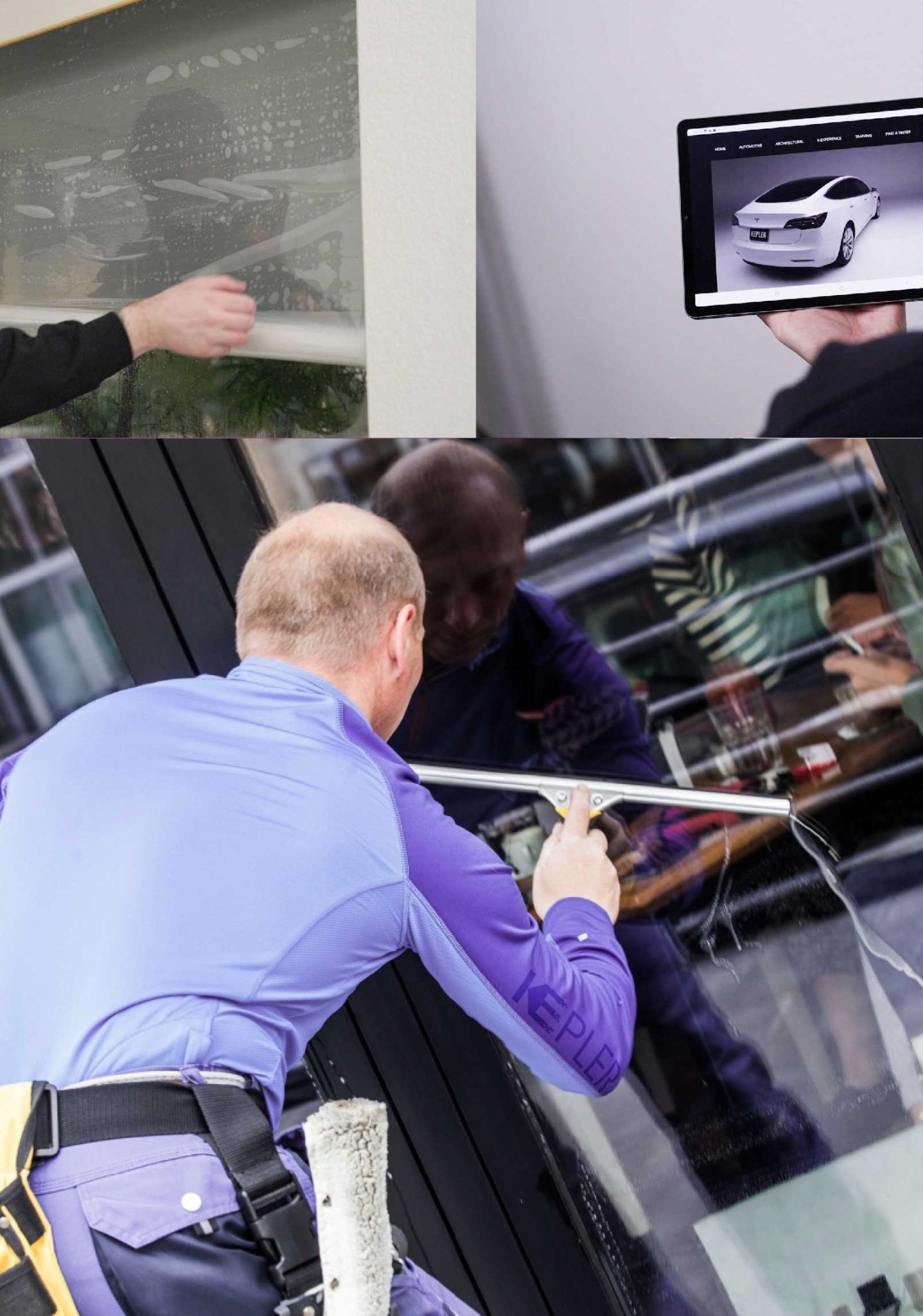 Kepler Professional Applying Anti-Graffiti Window Film to a Hanover Park Shop Front