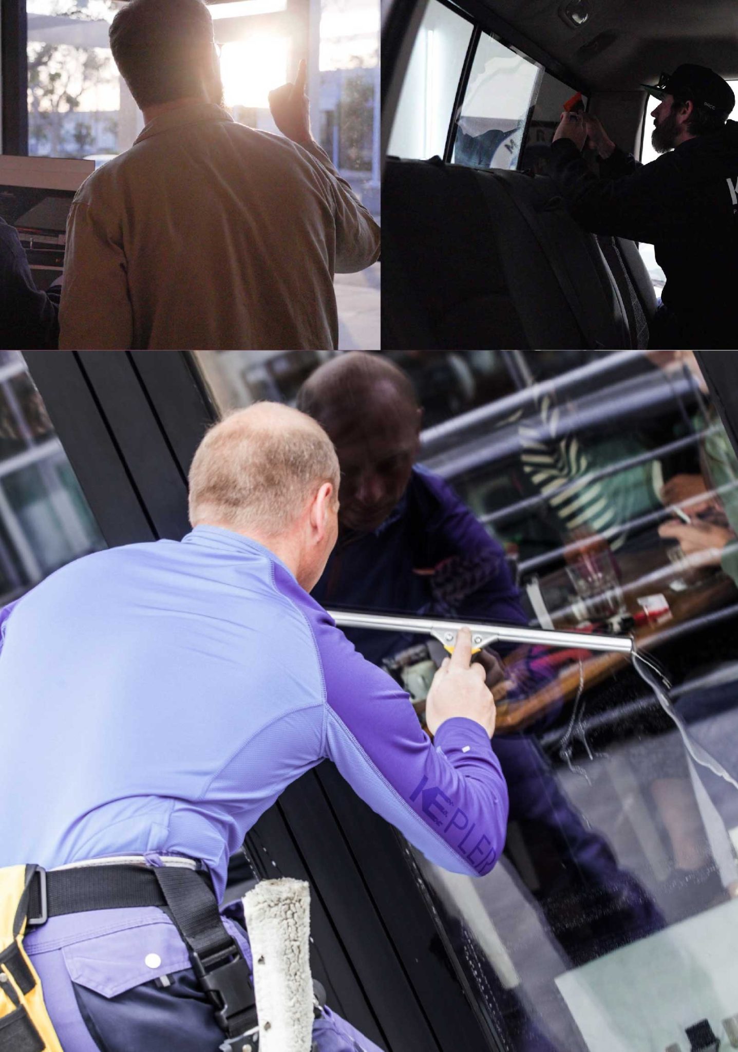 Kepler Skilled Applying Anti-Graffiti Window Film to a Geneva Shop Front
