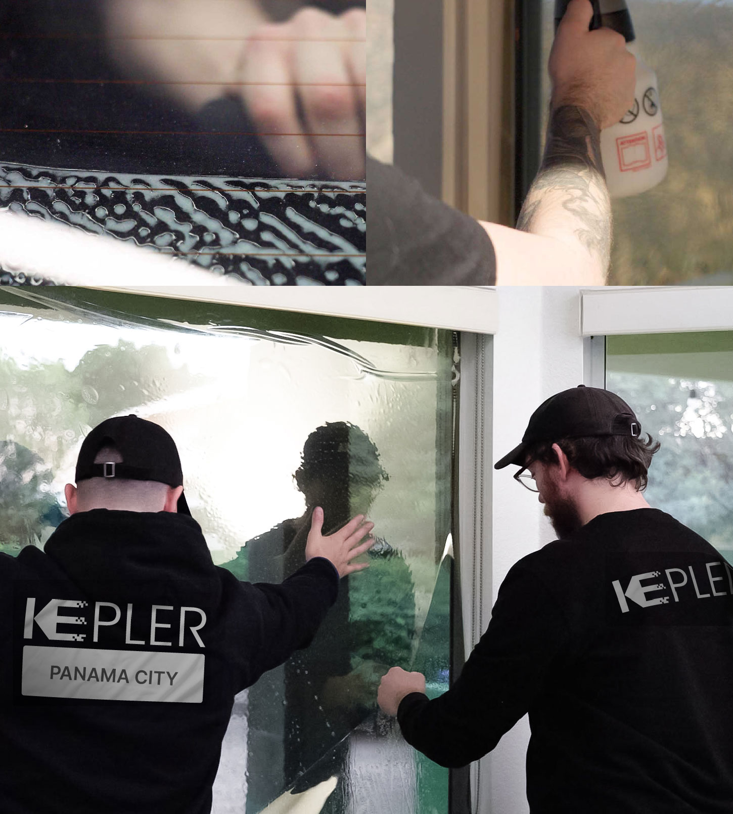 Kepler Technician Applying Ceramic Window Tint to Home in Panama City