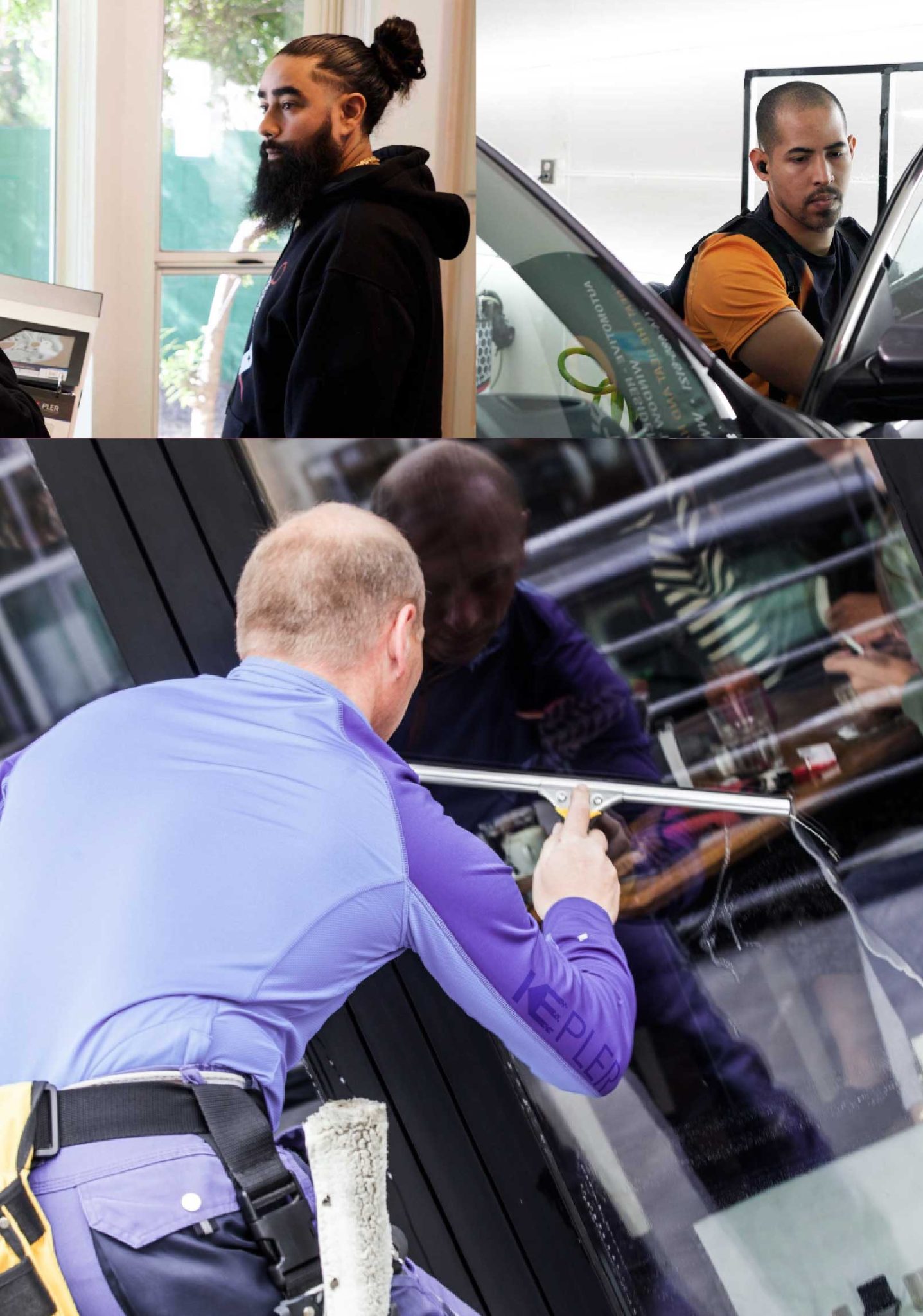 Kepler Professional Applying Anti-Graffiti Window Film to a Huntley Shop Front