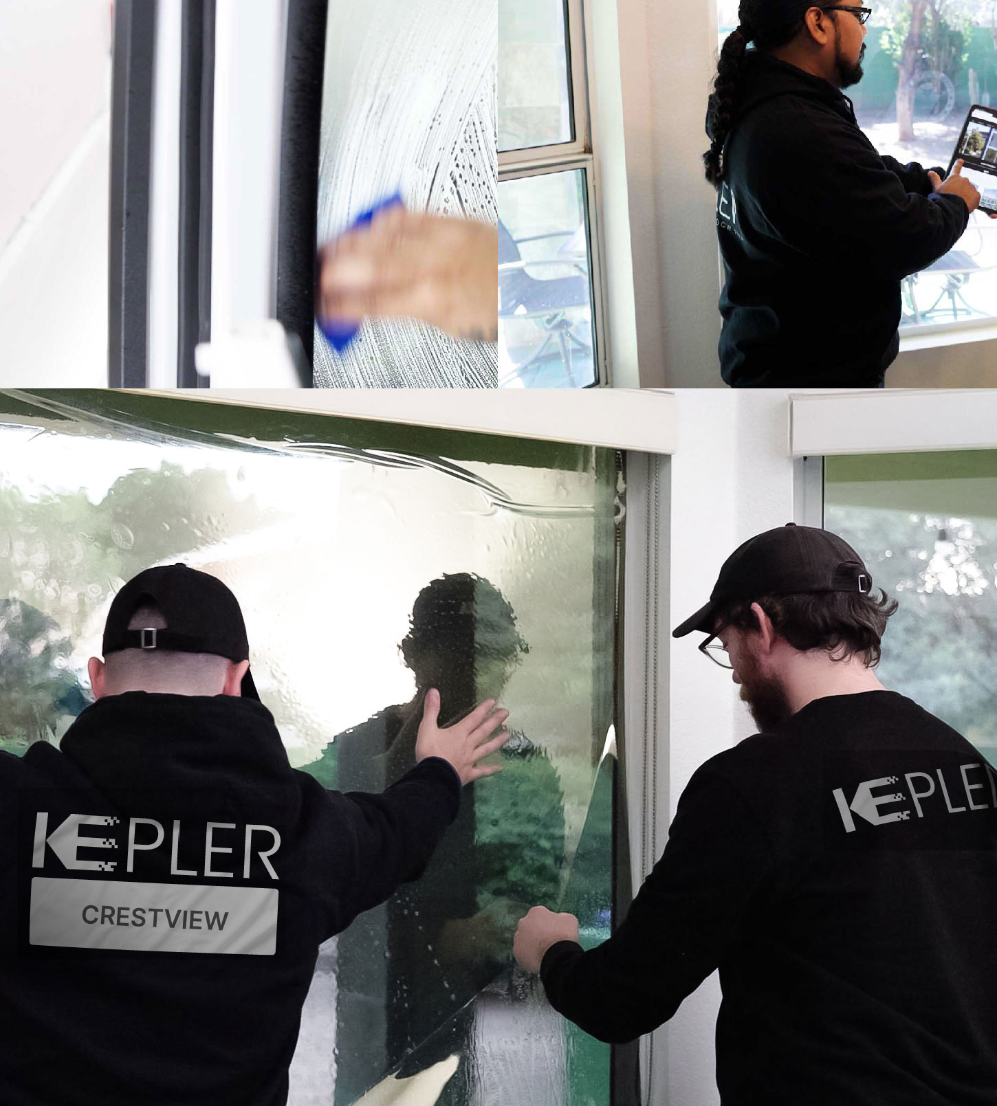 Expert Technician Applying High-tech Window Tint to Home in Crestview