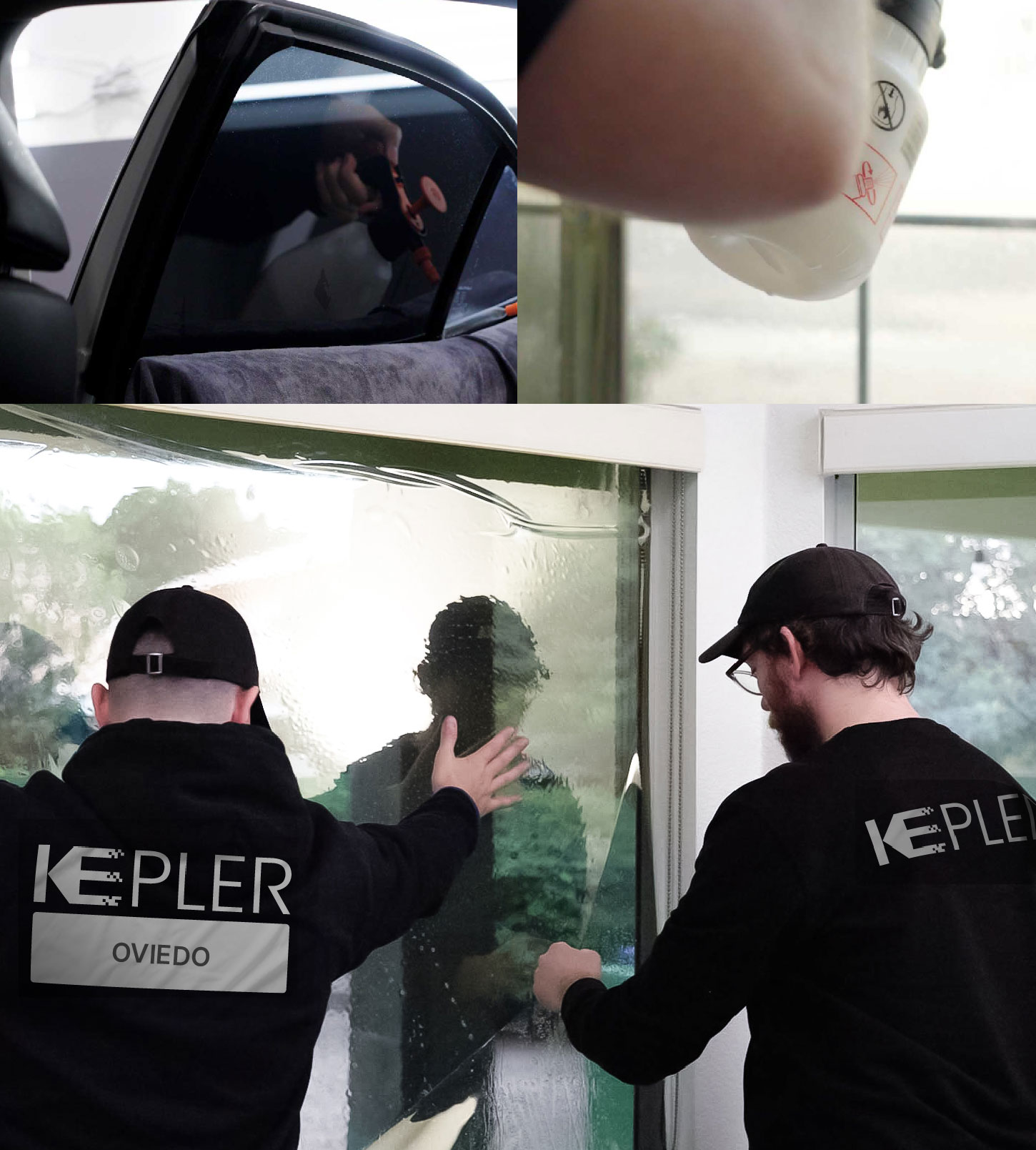 Expert Technician Applying High-tech Window Tint to Home in Oviedo