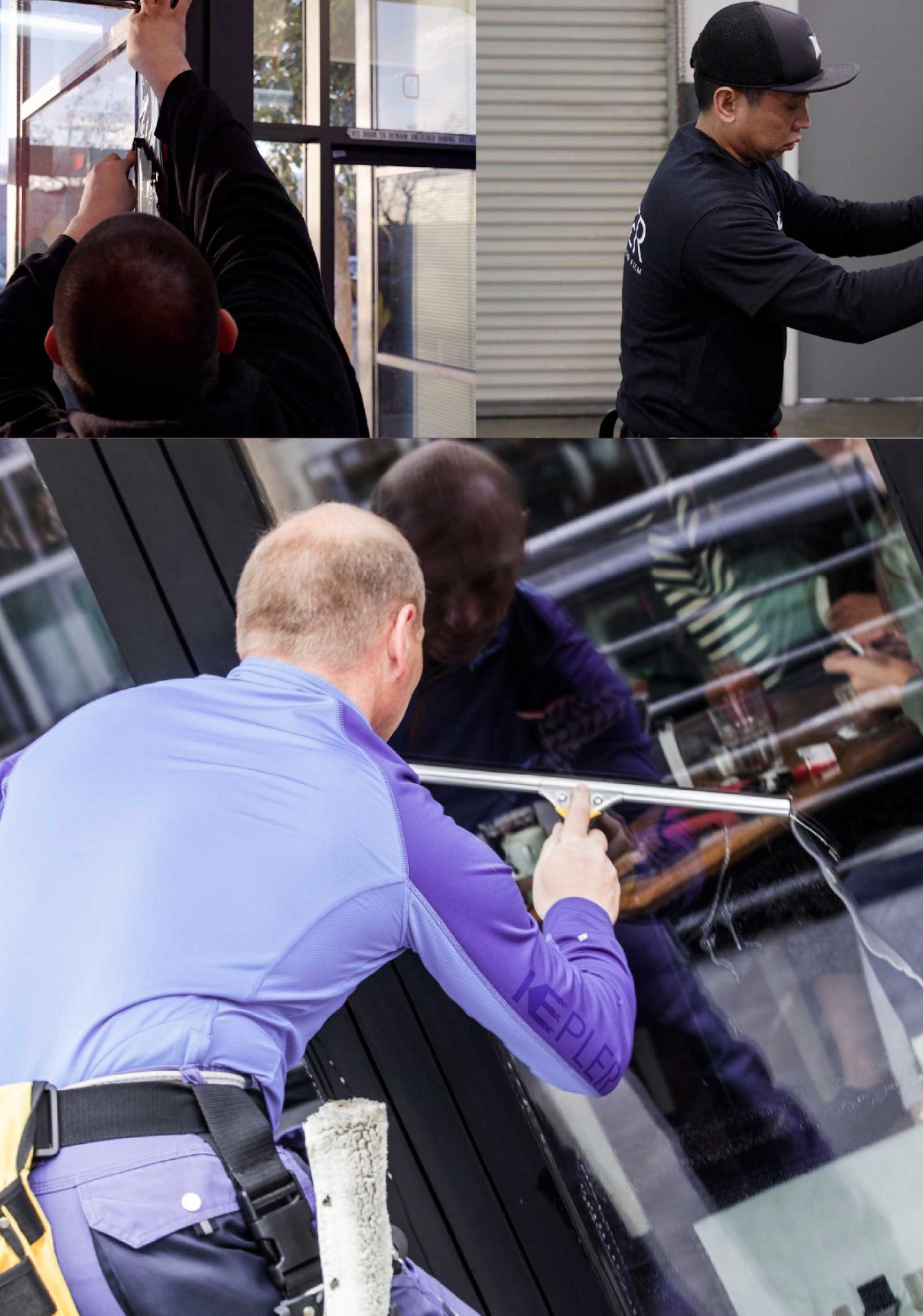 Kepler Skilled Applying Anti-Graffiti Window Film to a Oak Park Shop Front
