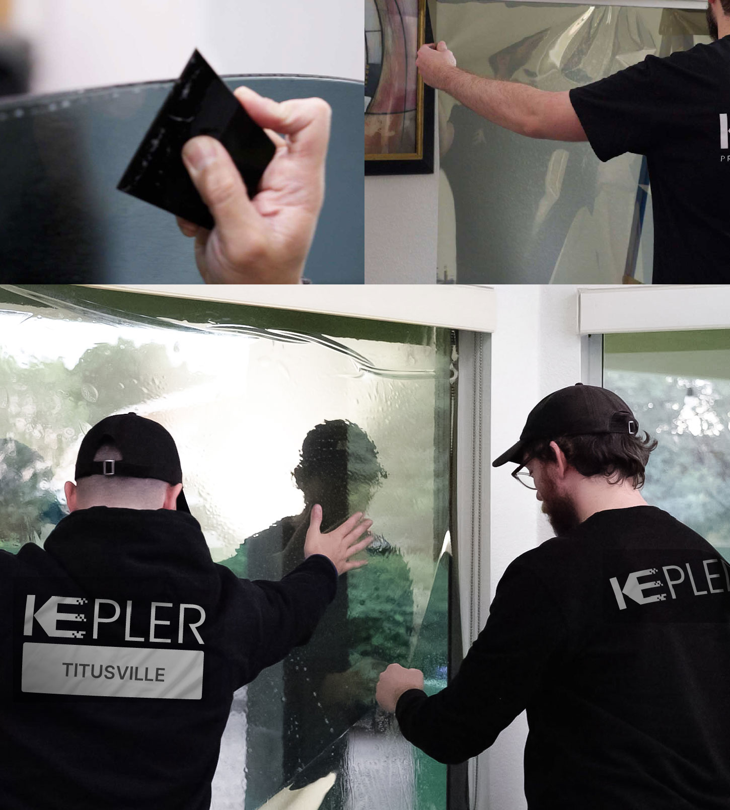 Kepler Technician Fitting High-tech Window Tint to Home in Titusville