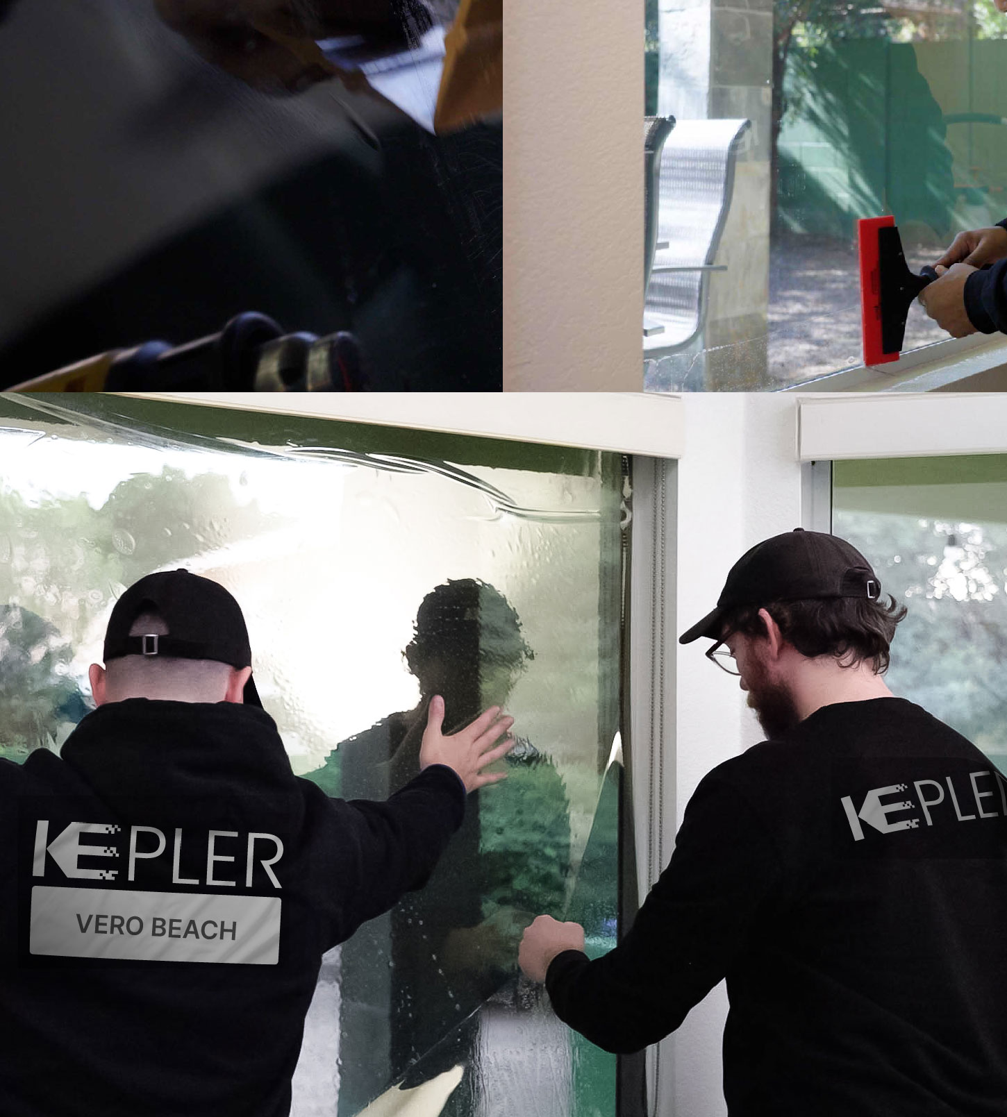 Kepler Technician Applying High-tech Window Tint to Home in Vero Beach