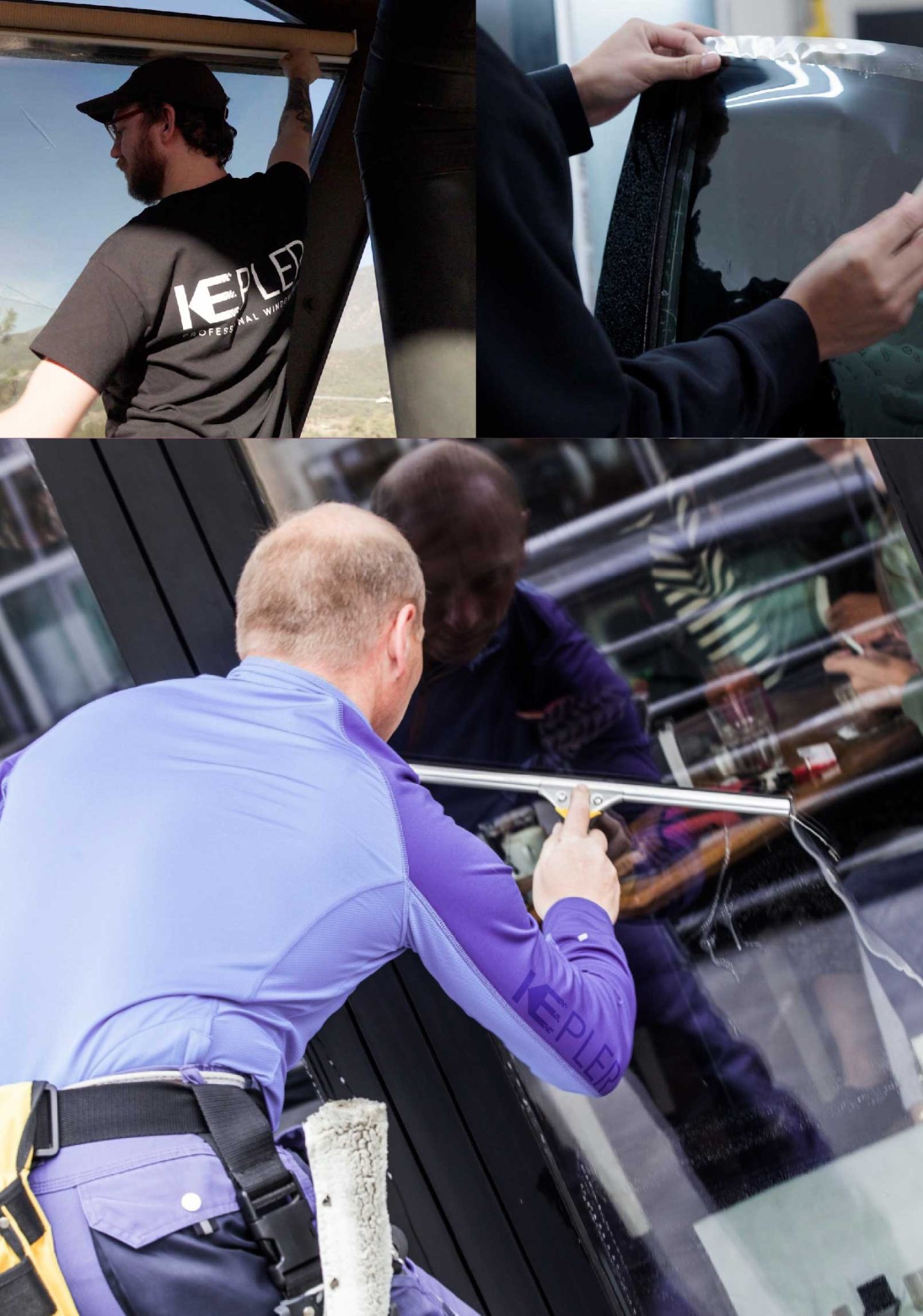Kepler Skilled Applying Anti-Graffiti Window Film to a Homewood Shop Front