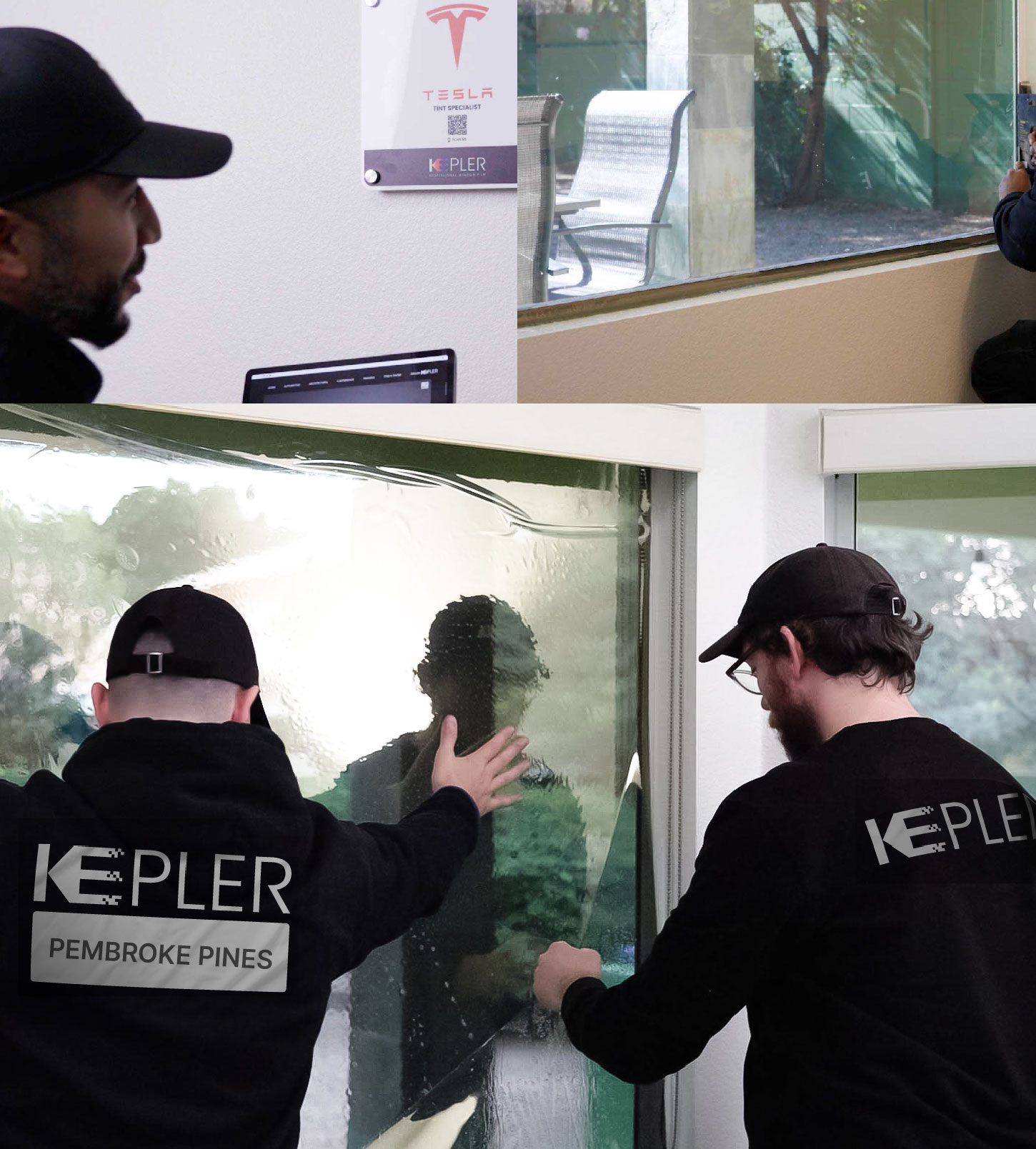 Expert Technician Fitting Ceramic Window Tint to Home in Pembroke Pines