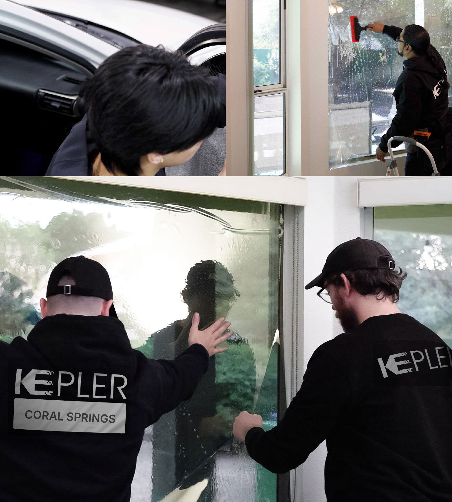 Kepler Technician Fitting Advanced Window Tint to Home in Coral Springs