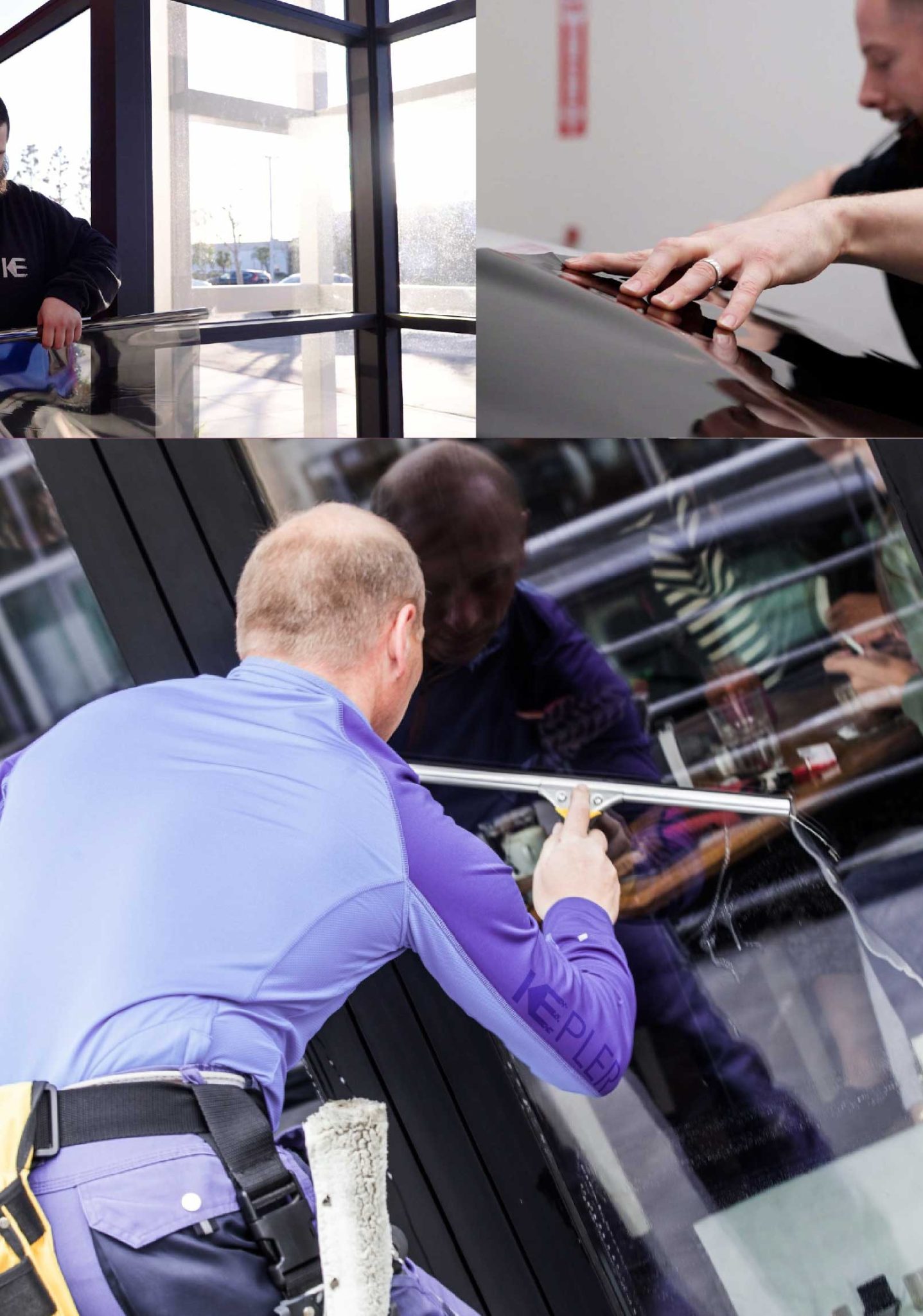 Kepler Professional Applying Anti-Graffiti Window Film to a Matteson Shop Front