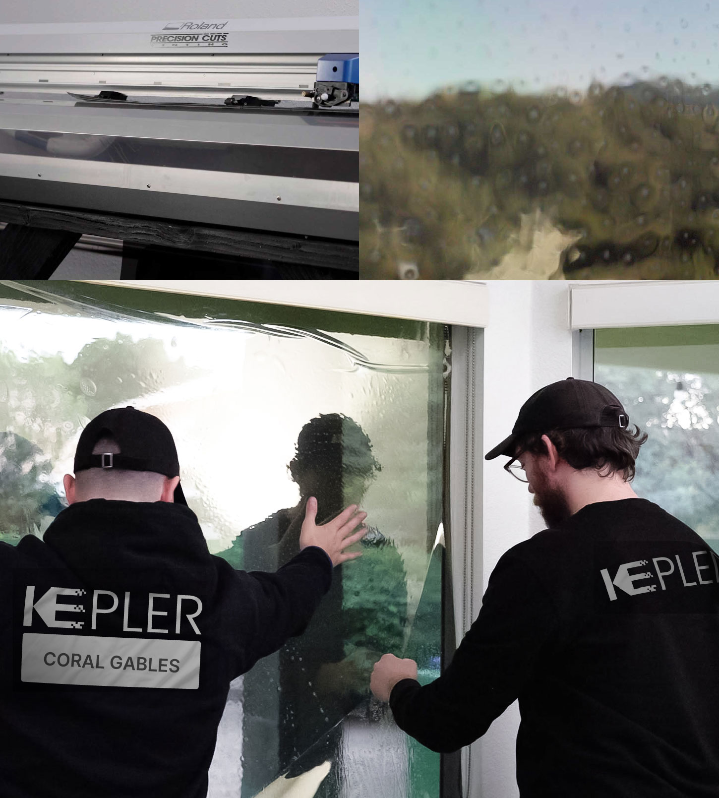Expert Technician Installing Ceramic Window Tint to Home in Coral Gables