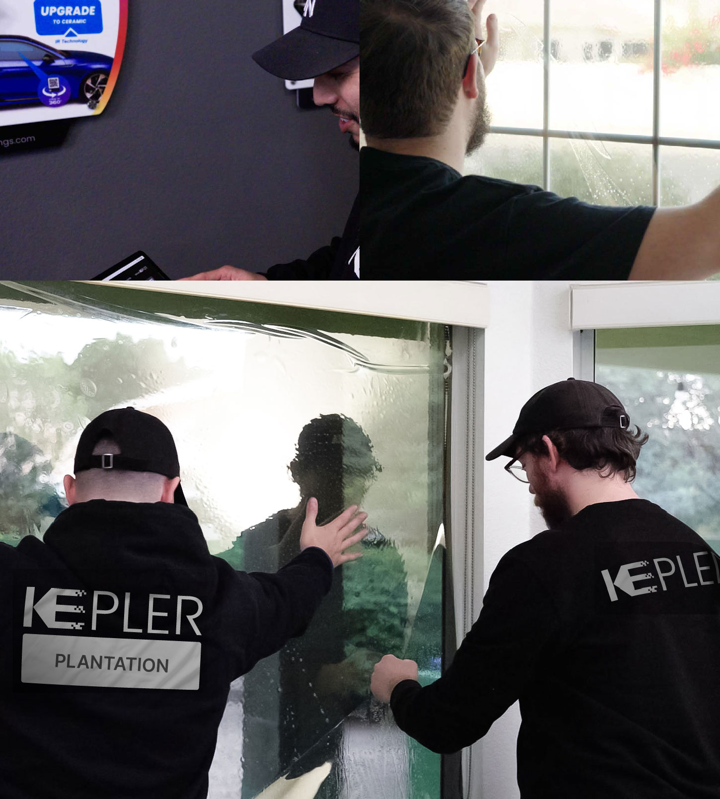 Expert Technician Applying High-tech Window Tint to Home in Plantation