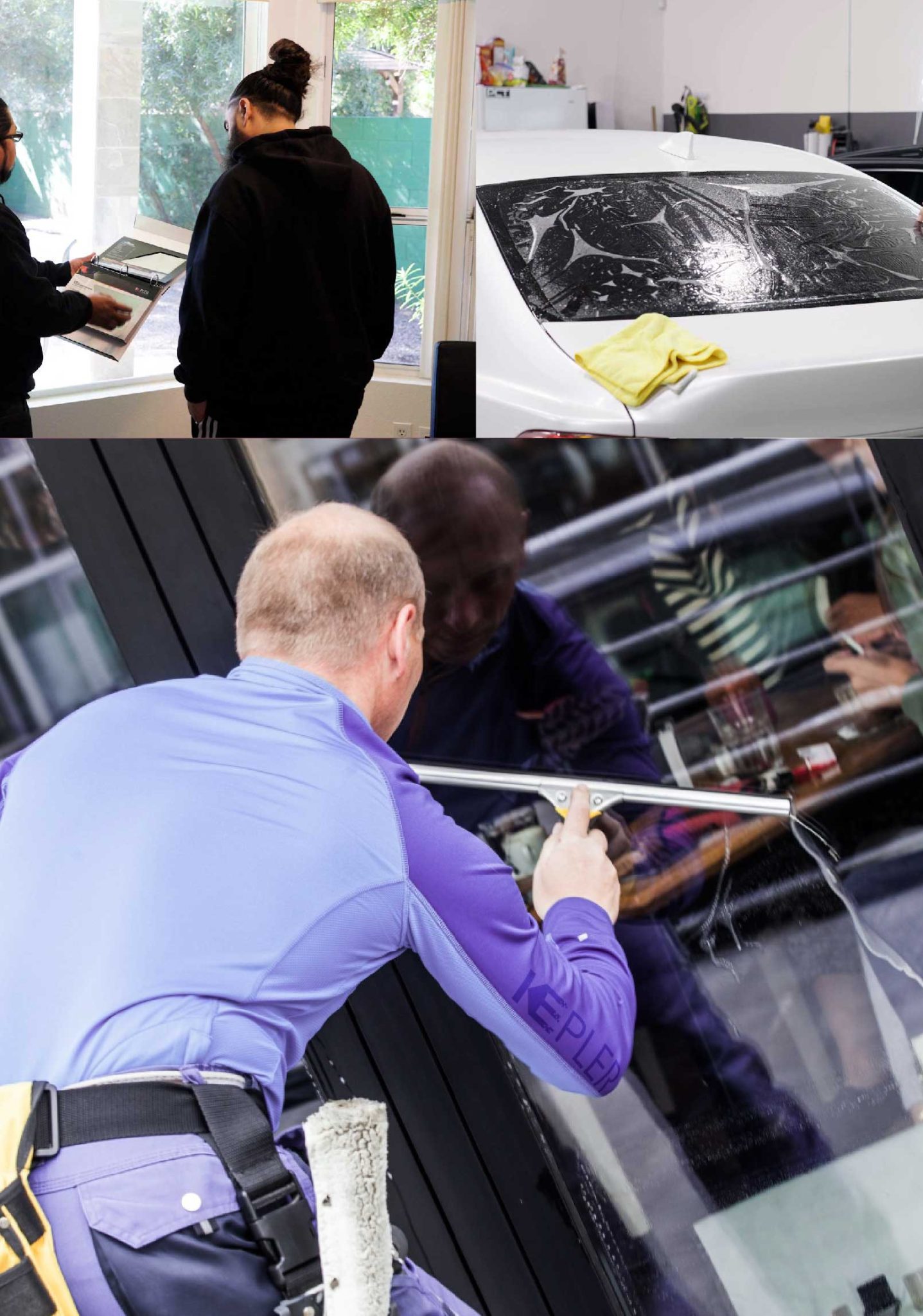 Kepler Skilled Applying Anti-Graffiti Window Film to a Orland Park Shop Front