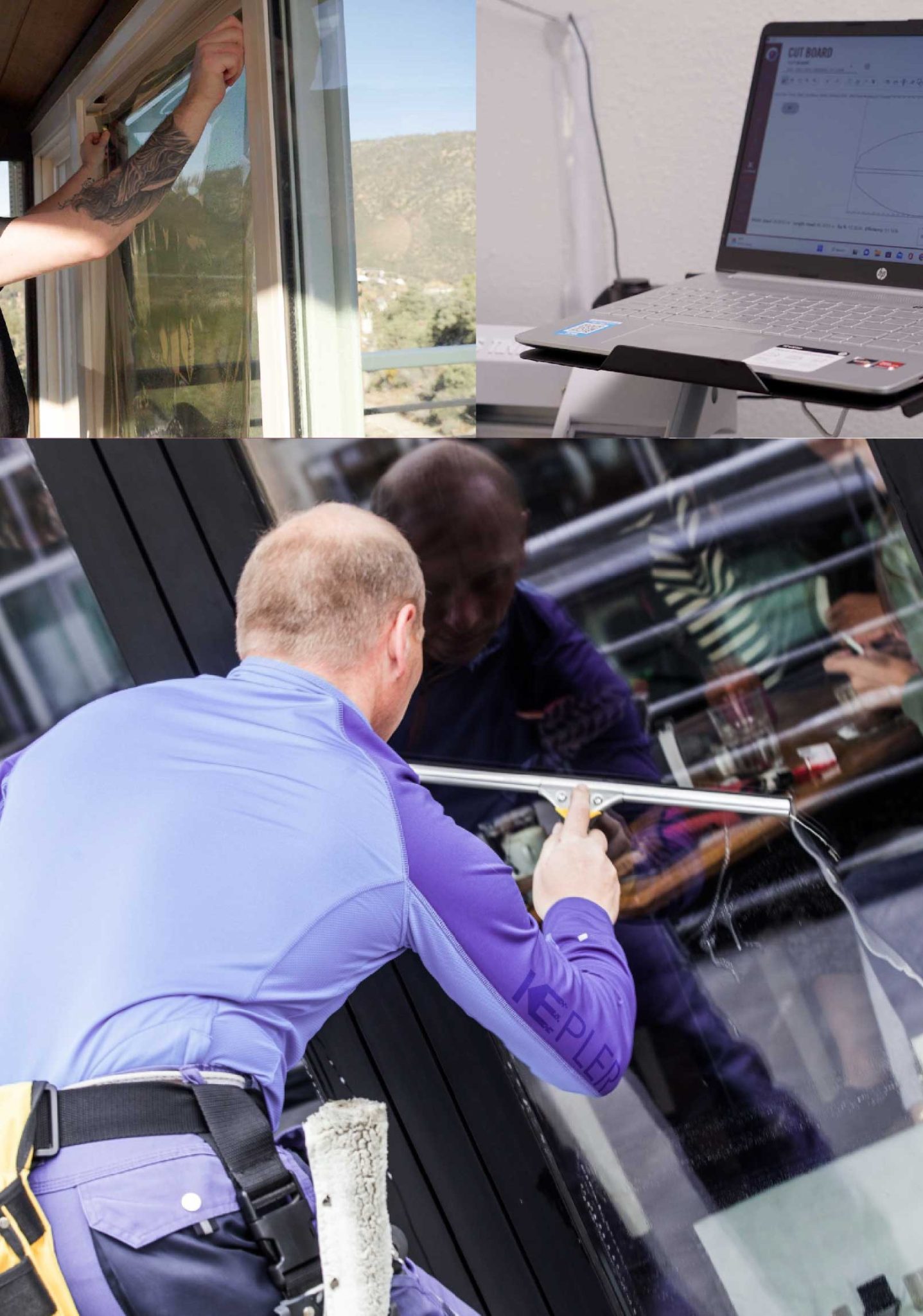 Kepler Professional Applying Anti-Graffiti Window Film to a Palos Hills Shop Front