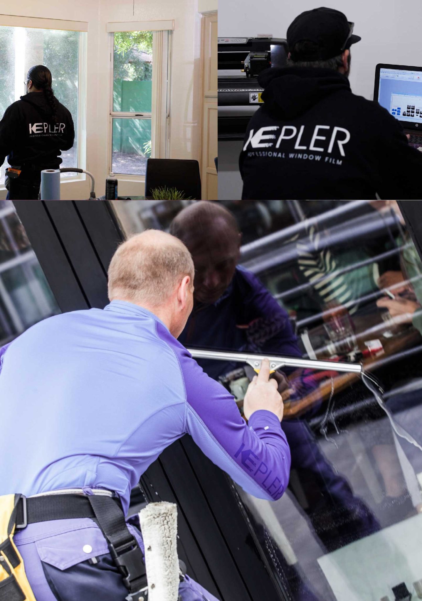 Kepler Skilled Applying Anti-Graffiti Window Film to a Park Forest Shop Front