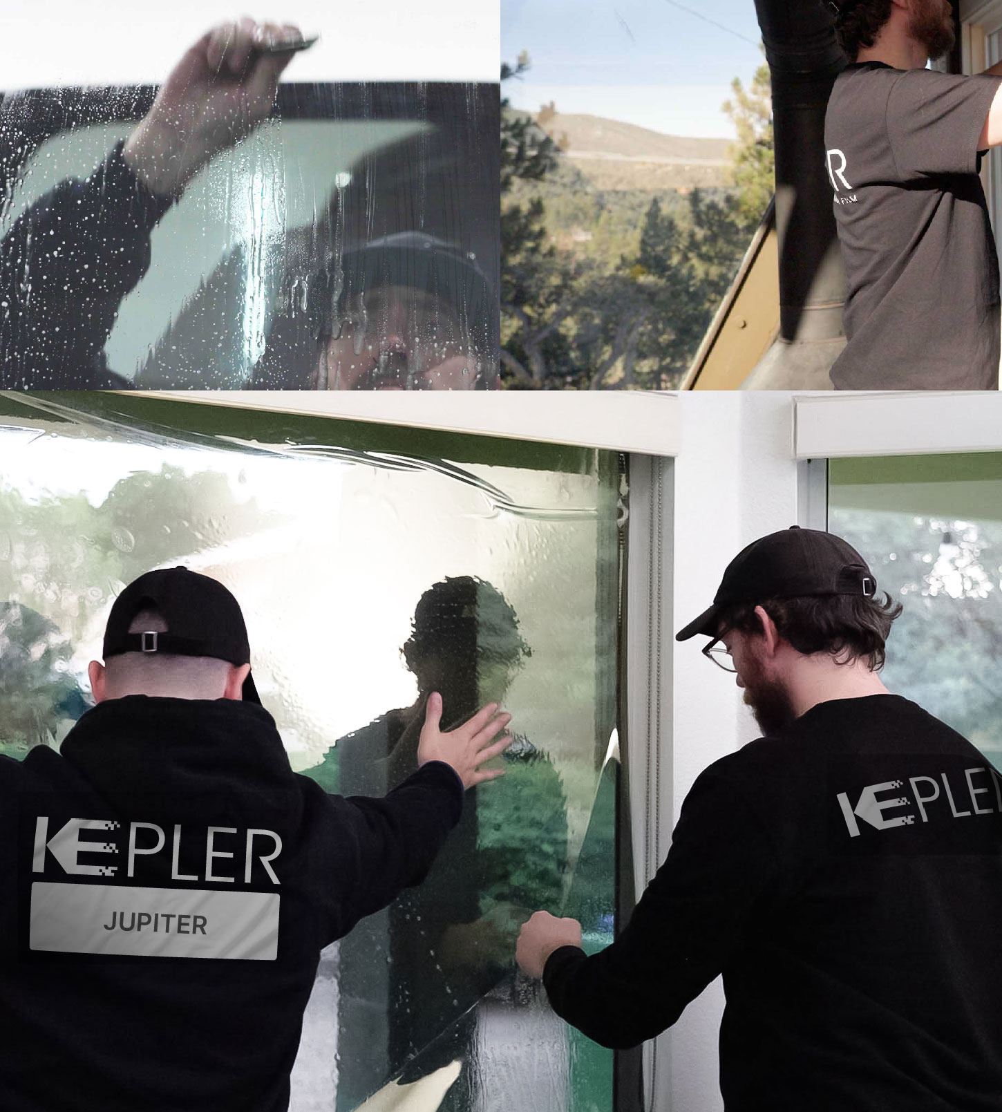 Expert Technician Applying Ceramic Window Tint to Home in Jupiter