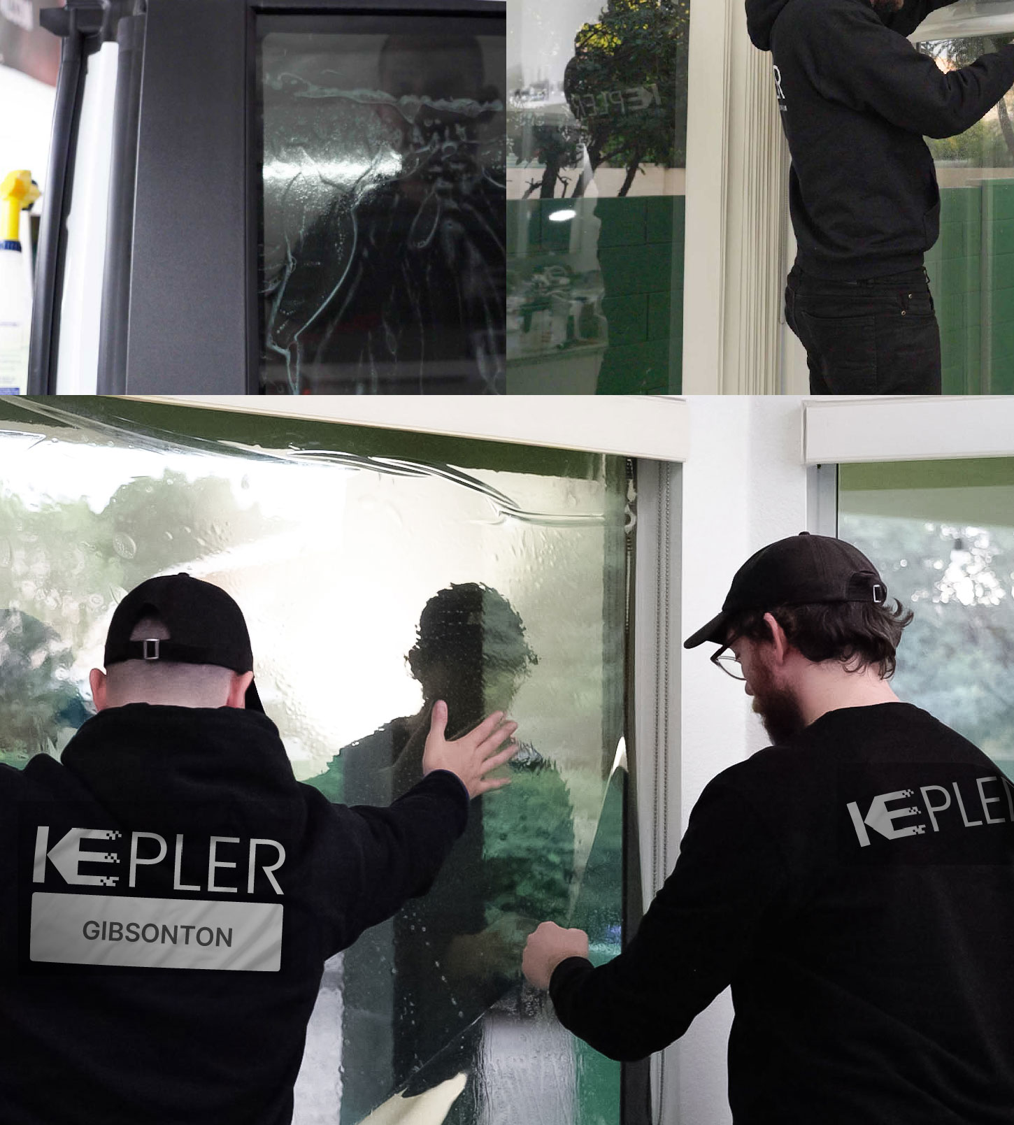 Expert Technician Installing Ceramic Window Tint to Home in Gibsonton