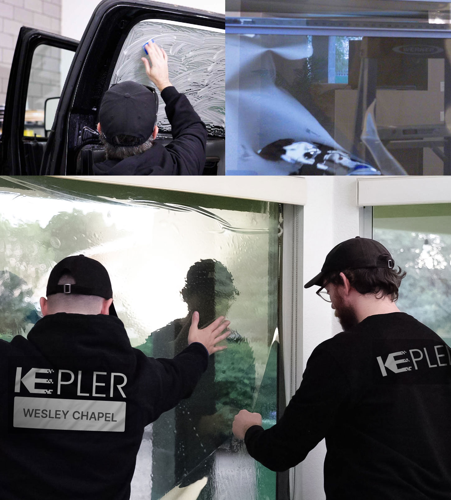 Kepler Technician Applying Advanced Window Tint to Home in Wesley Chapel