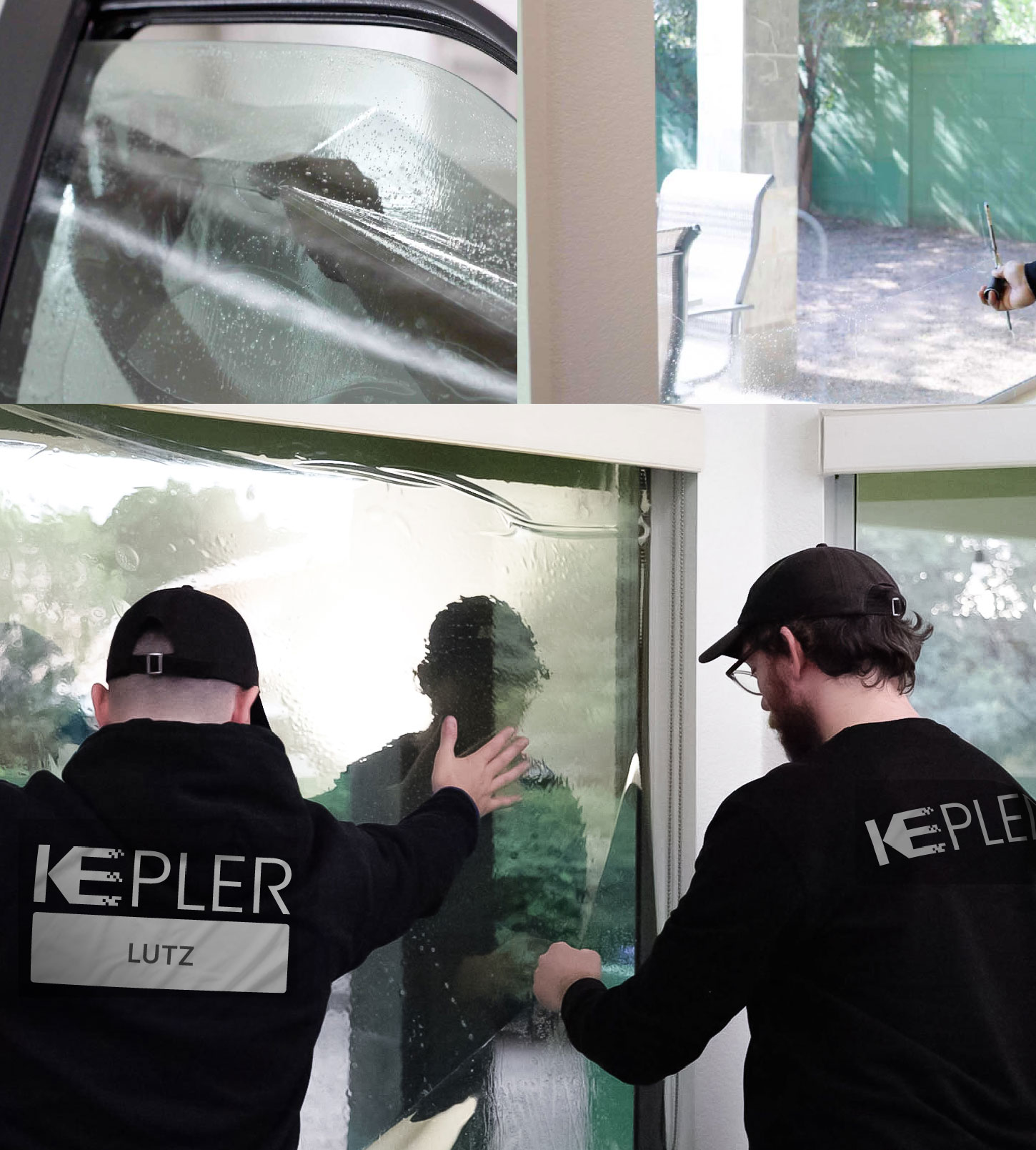 Kepler Technician Installing Ceramic Window Tint to Home in Lutz
