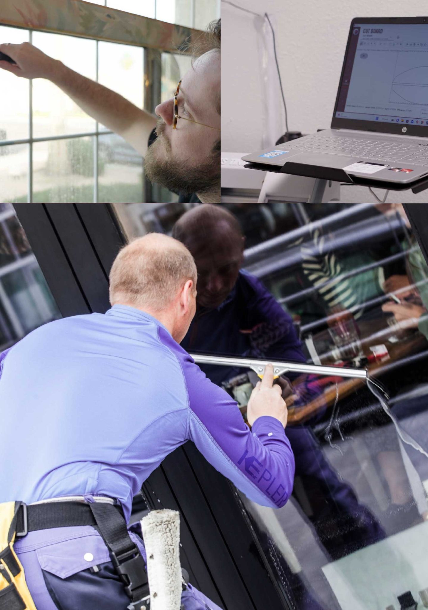 Kepler Skilled Applying Anti-Graffiti Window Film to a Hinsdale Shop Front