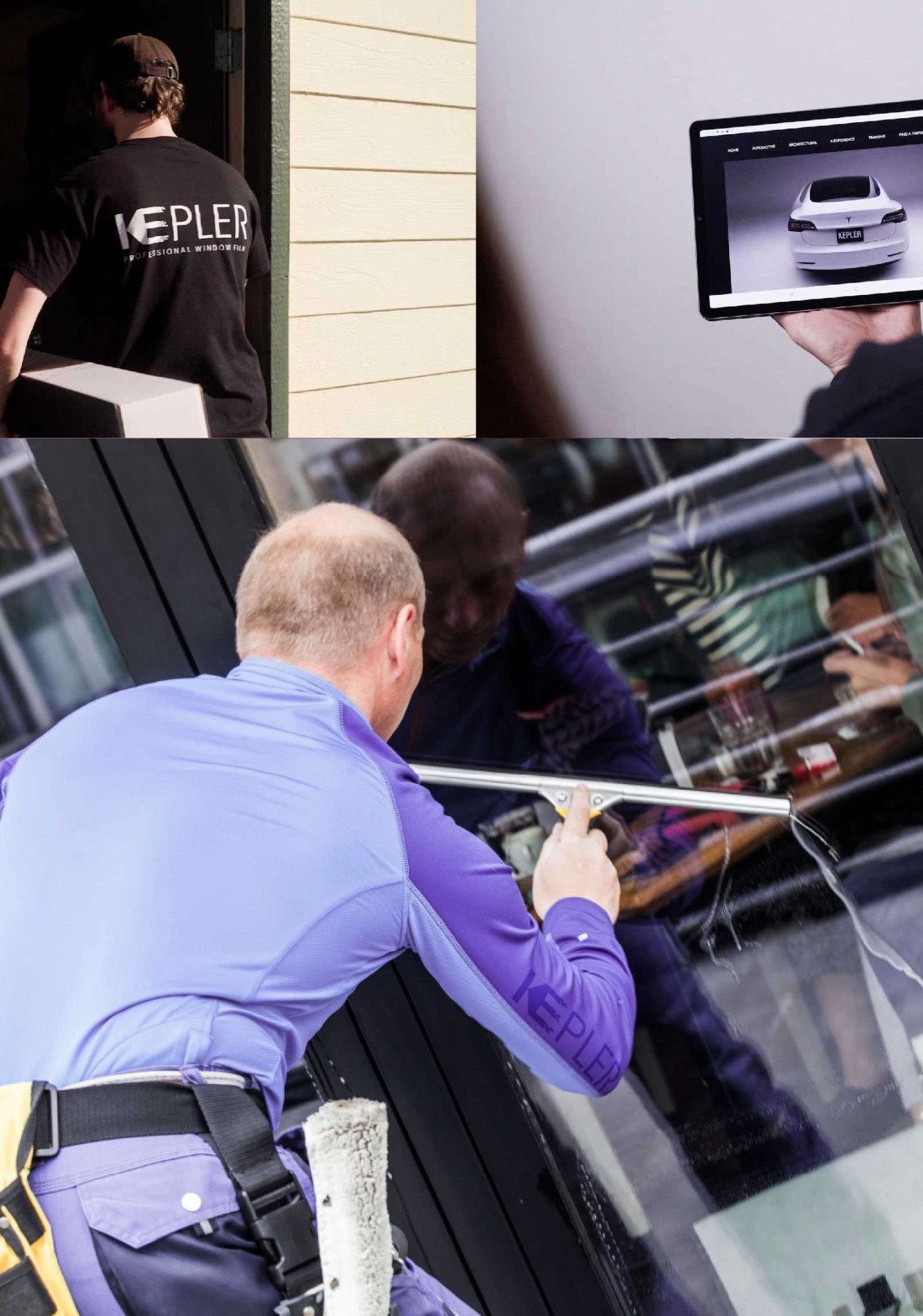 Kepler Professional Applying Anti-Graffiti Window Film to a La Grange Shop Front