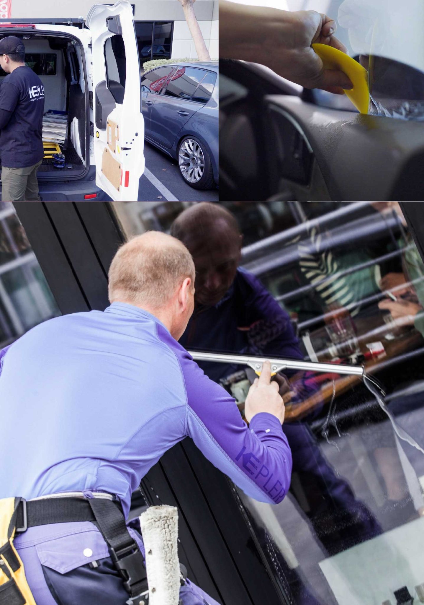 Kepler Expert Applying Anti-Graffiti Window Film to a Naperville Shop Front