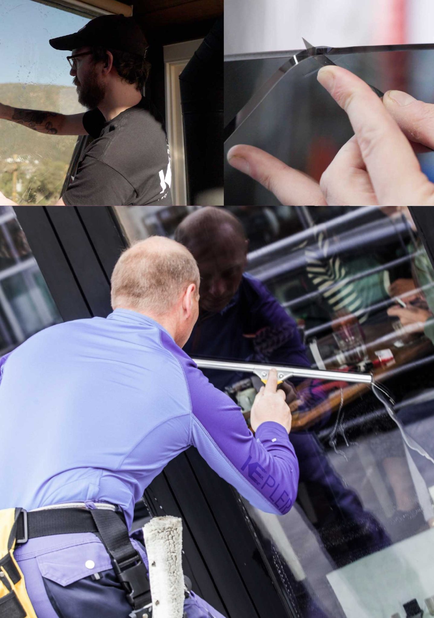 Kepler Expert Applying Anti-Graffiti Window Film to a Plainfield Shop Front