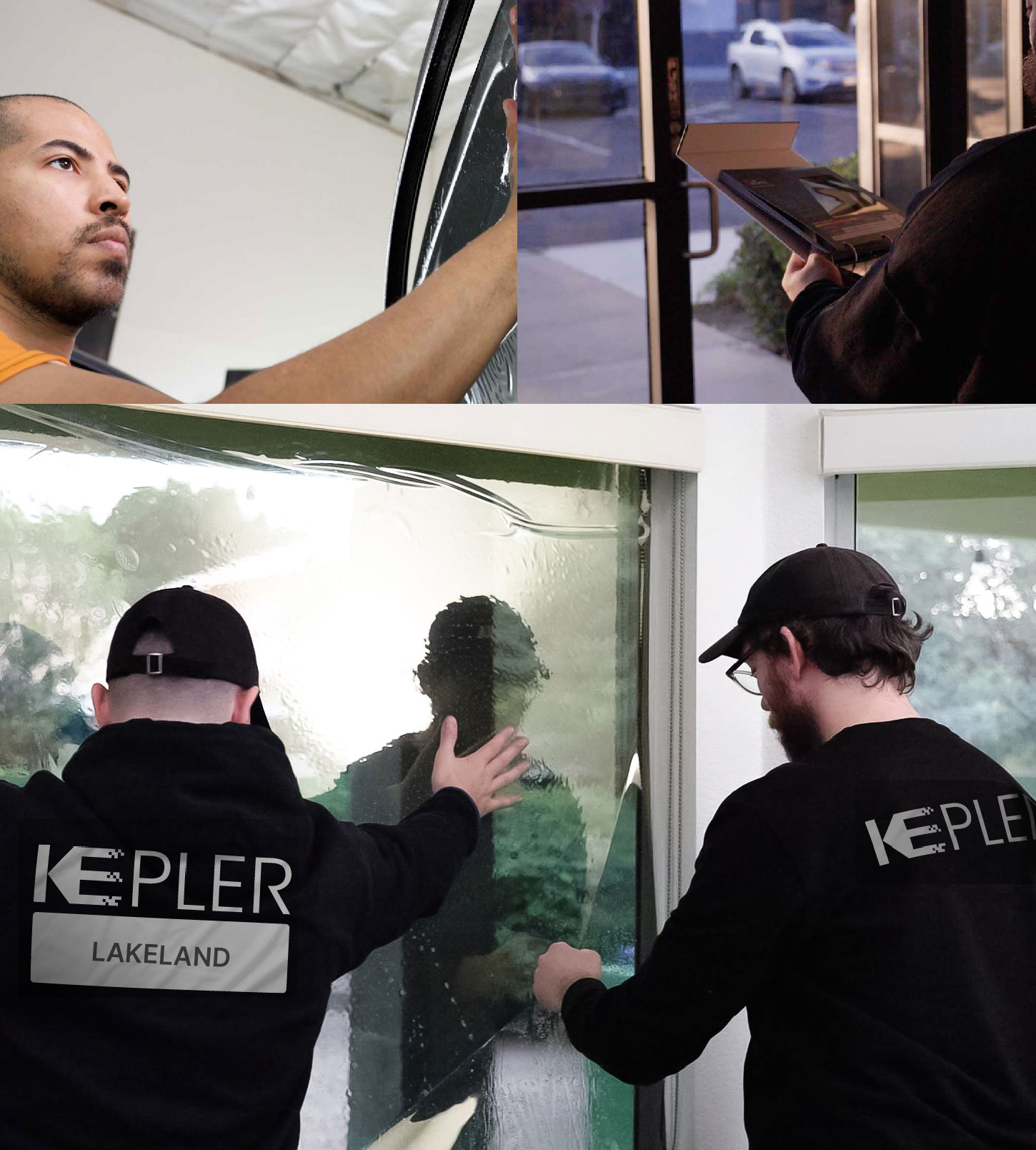 Expert Technician Fitting Ceramic Window Tint to Home in Lakeland