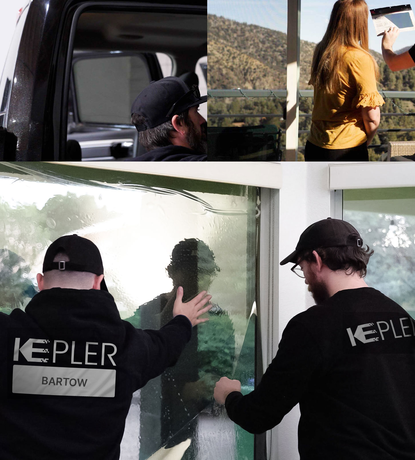 Expert Technician Fitting High-tech Window Tint to Home in Bartow