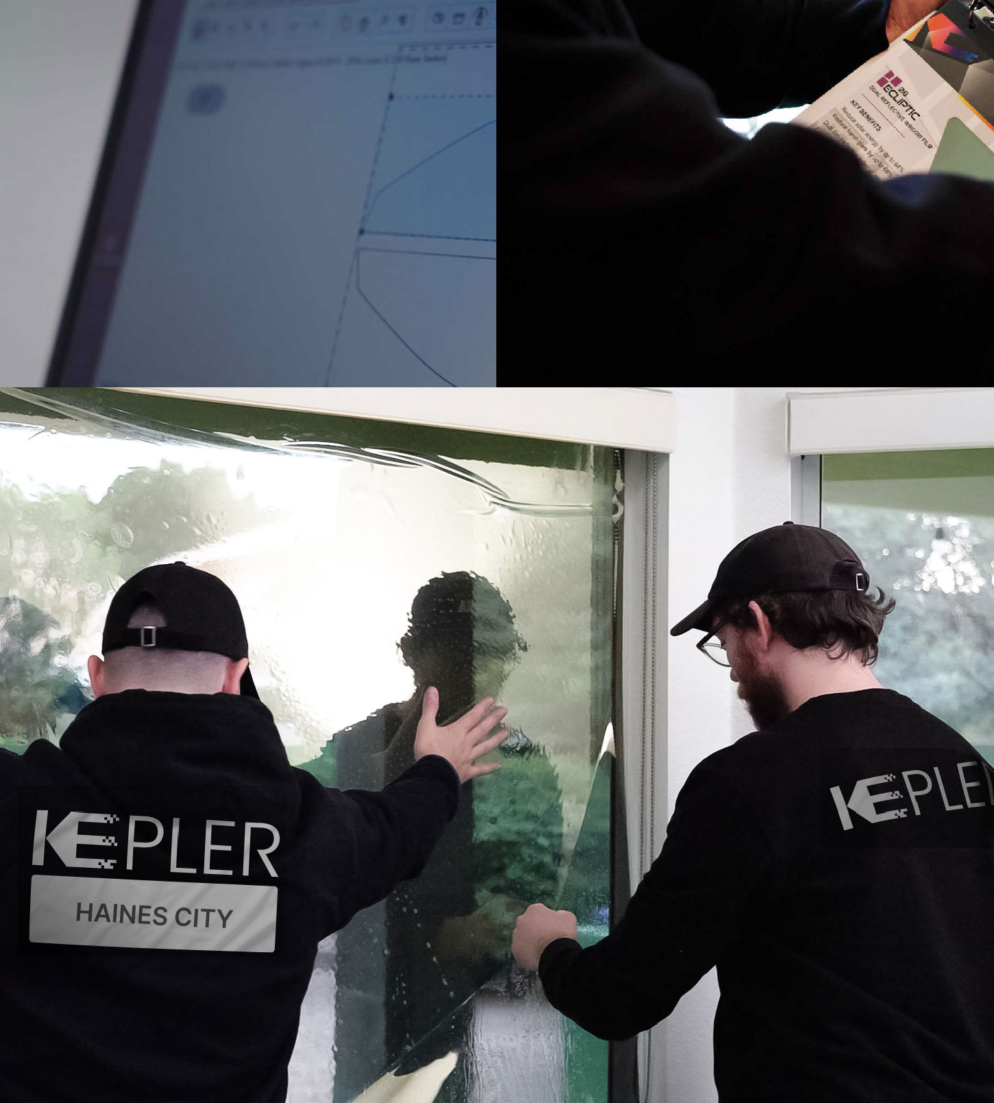 Expert Technician Fitting High-tech Window Tint to Home in Haines City
