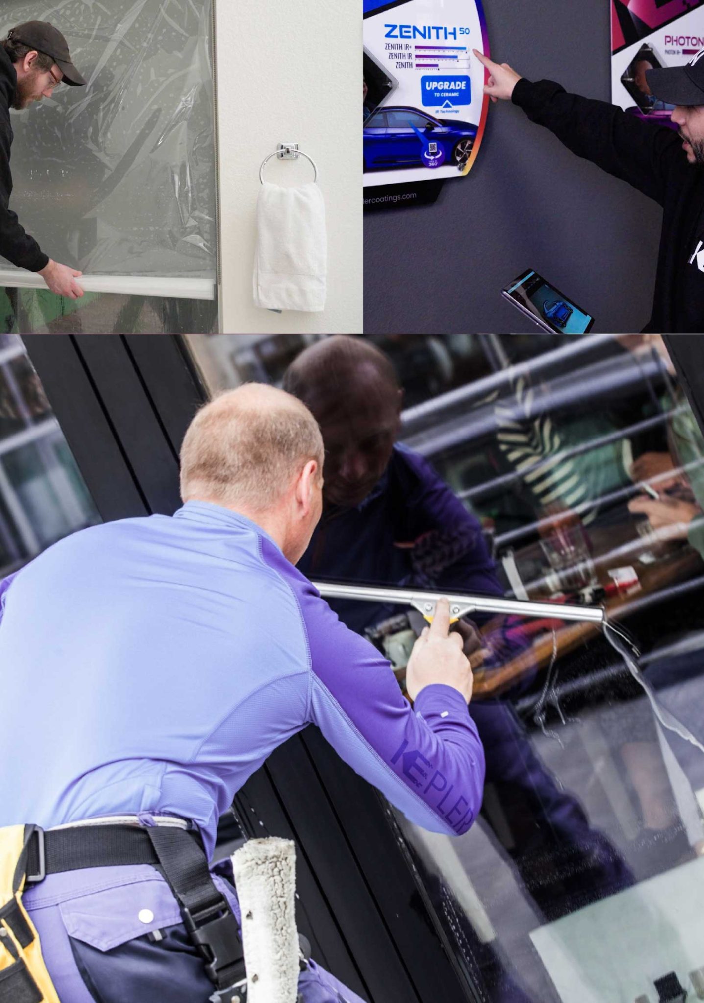 Kepler Skilled Applying Anti-Graffiti Window Film to a Alsip Shop Front