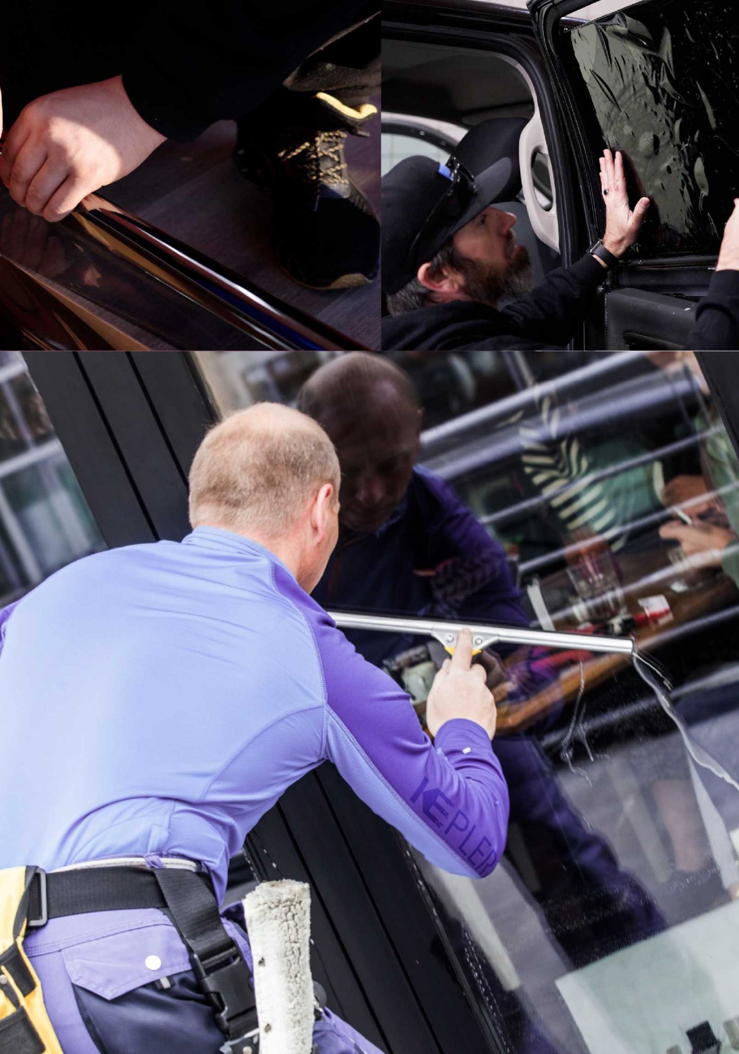 Kepler Expert Applying Anti-Graffiti Window Film to a Kankakee Shop Front