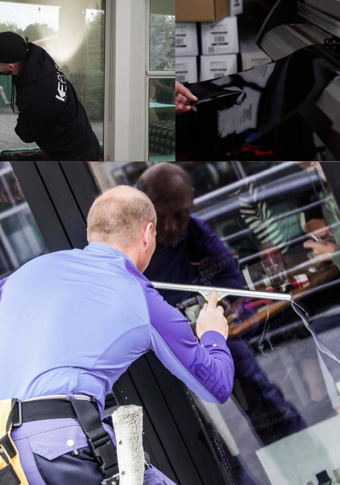 Kepler Professional Applying Anti-Graffiti Window Film to a Belvidere Shop Front