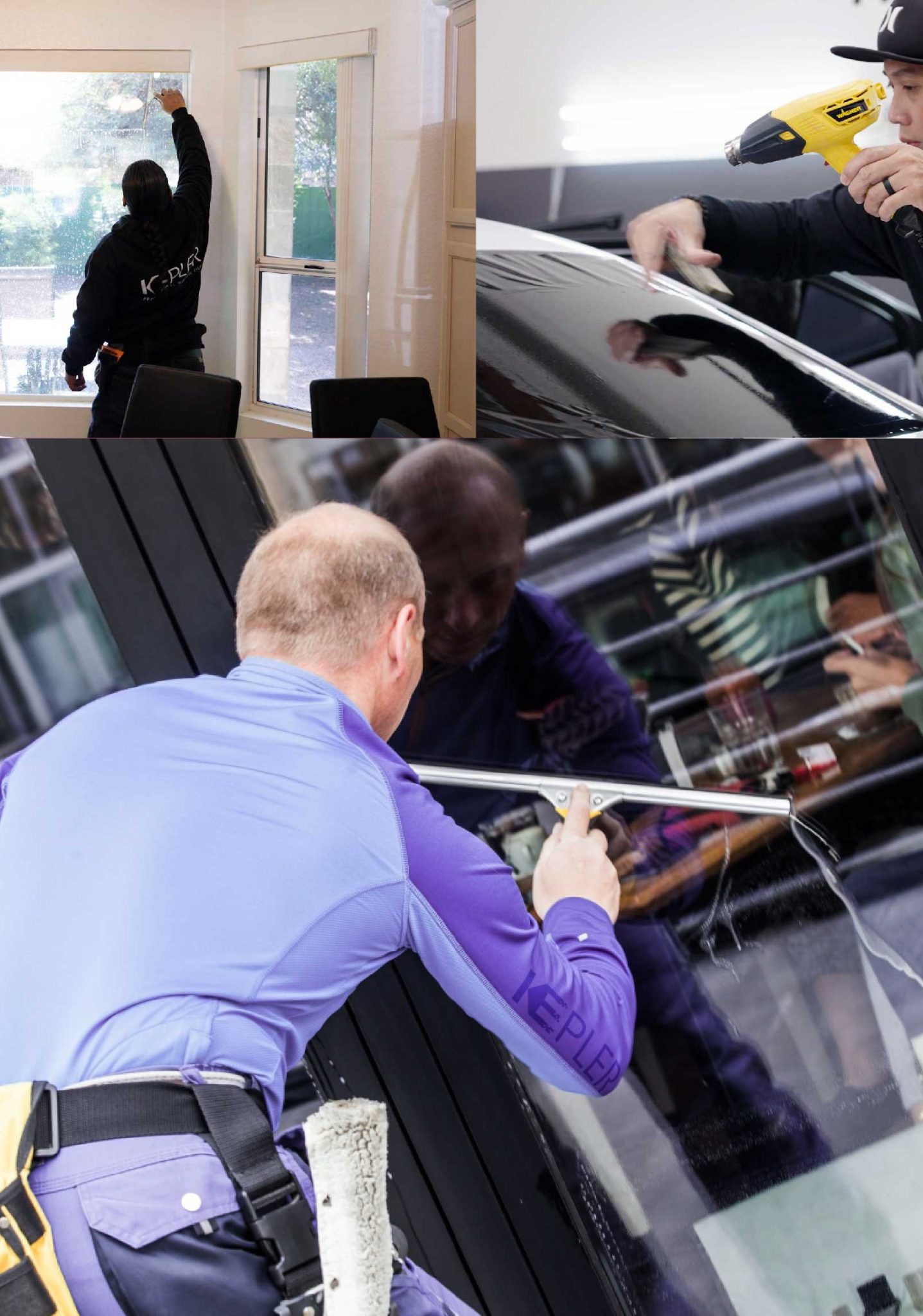 Kepler Professional Applying Anti-Graffiti Window Film to a Freeport Shop Front