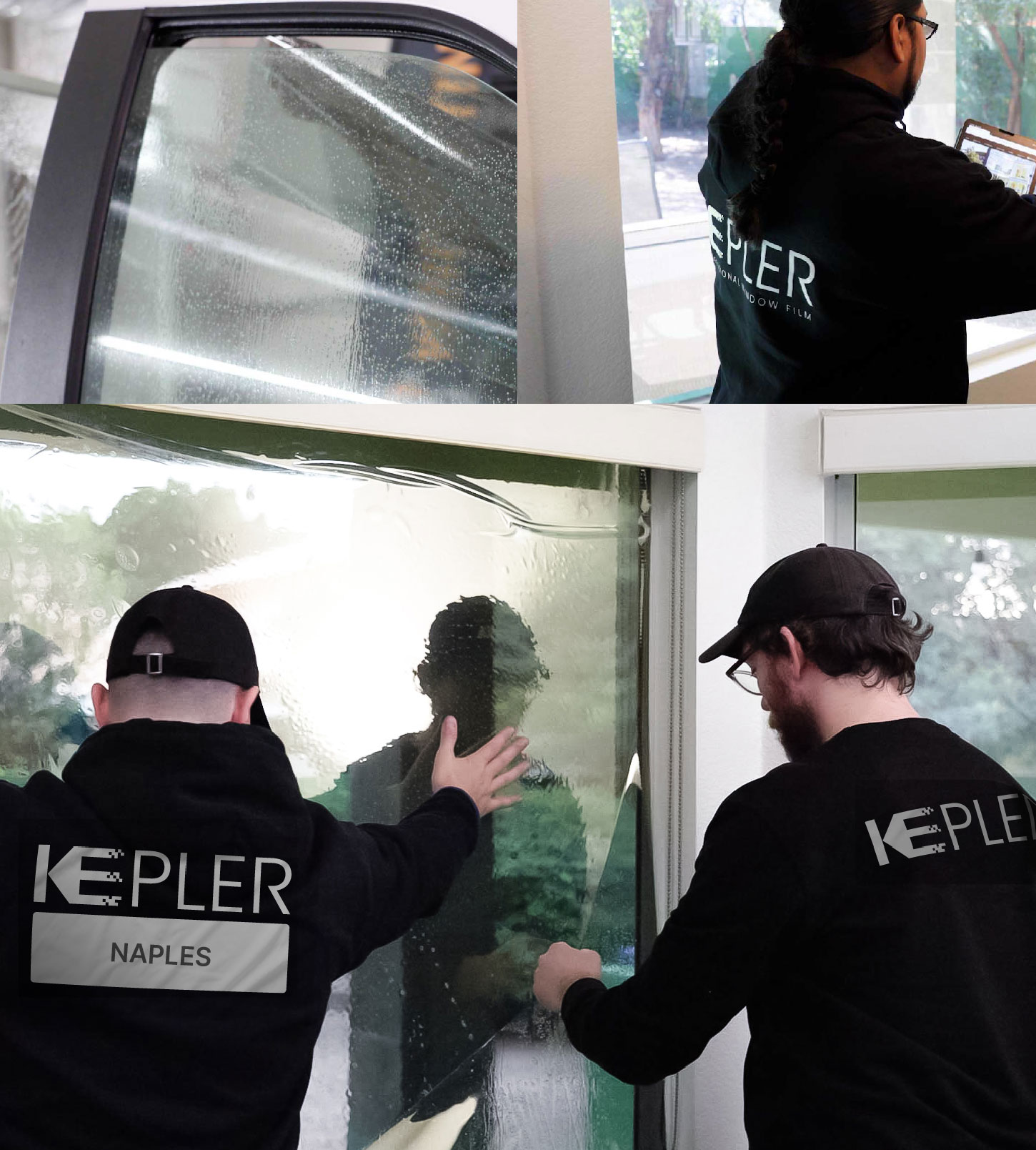 Expert Technician Installing High-tech Window Tint to Home in Naples